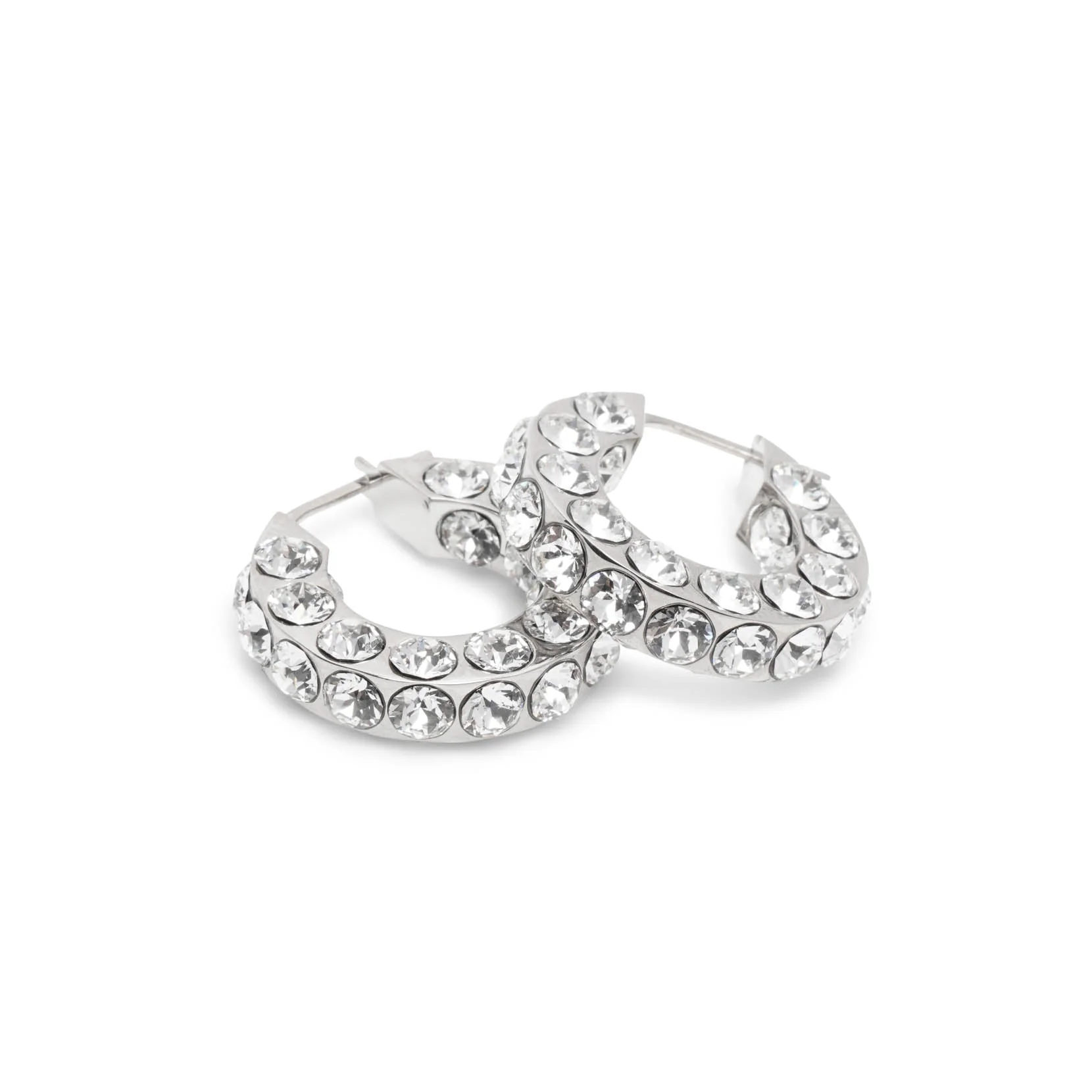 Jah hoop small white and silver crystal earrings - Image 3