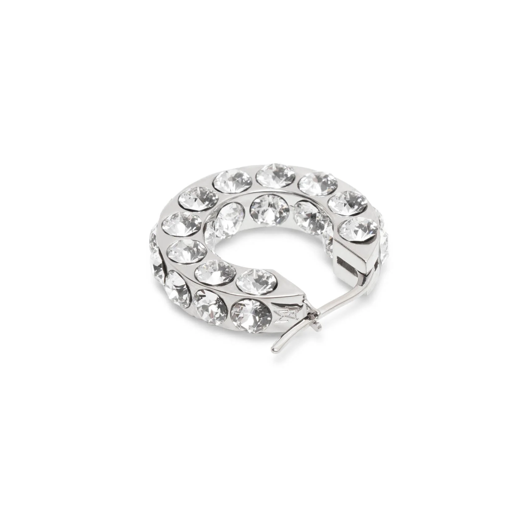 Jah hoop small white and silver crystal earrings - Image 4