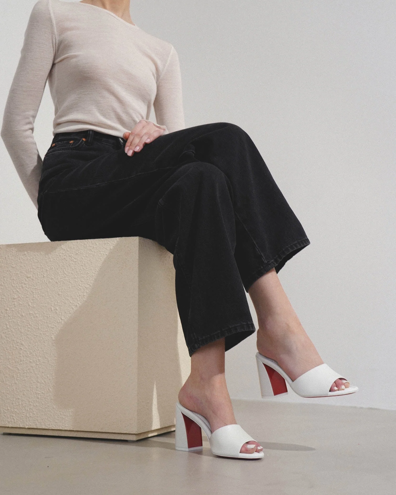 Jane 85 white leather mules - Image 2