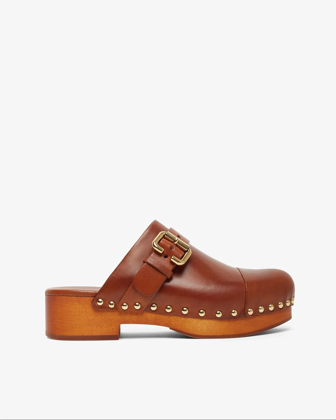 Jeannette brown leather clogs
