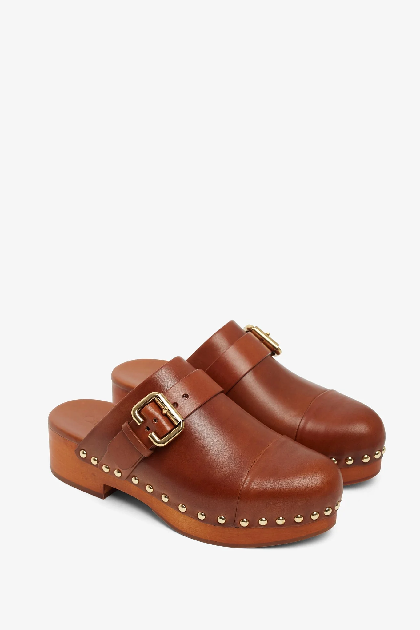Jeannette brown leather clogs - Image 4