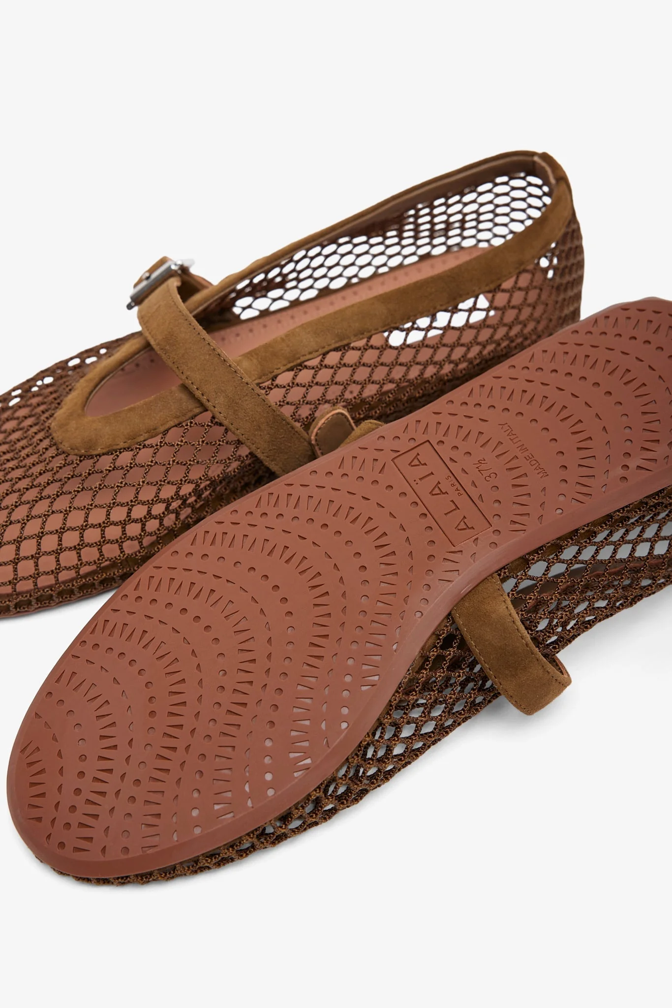Khaki green mesh ballet flats - Image 4