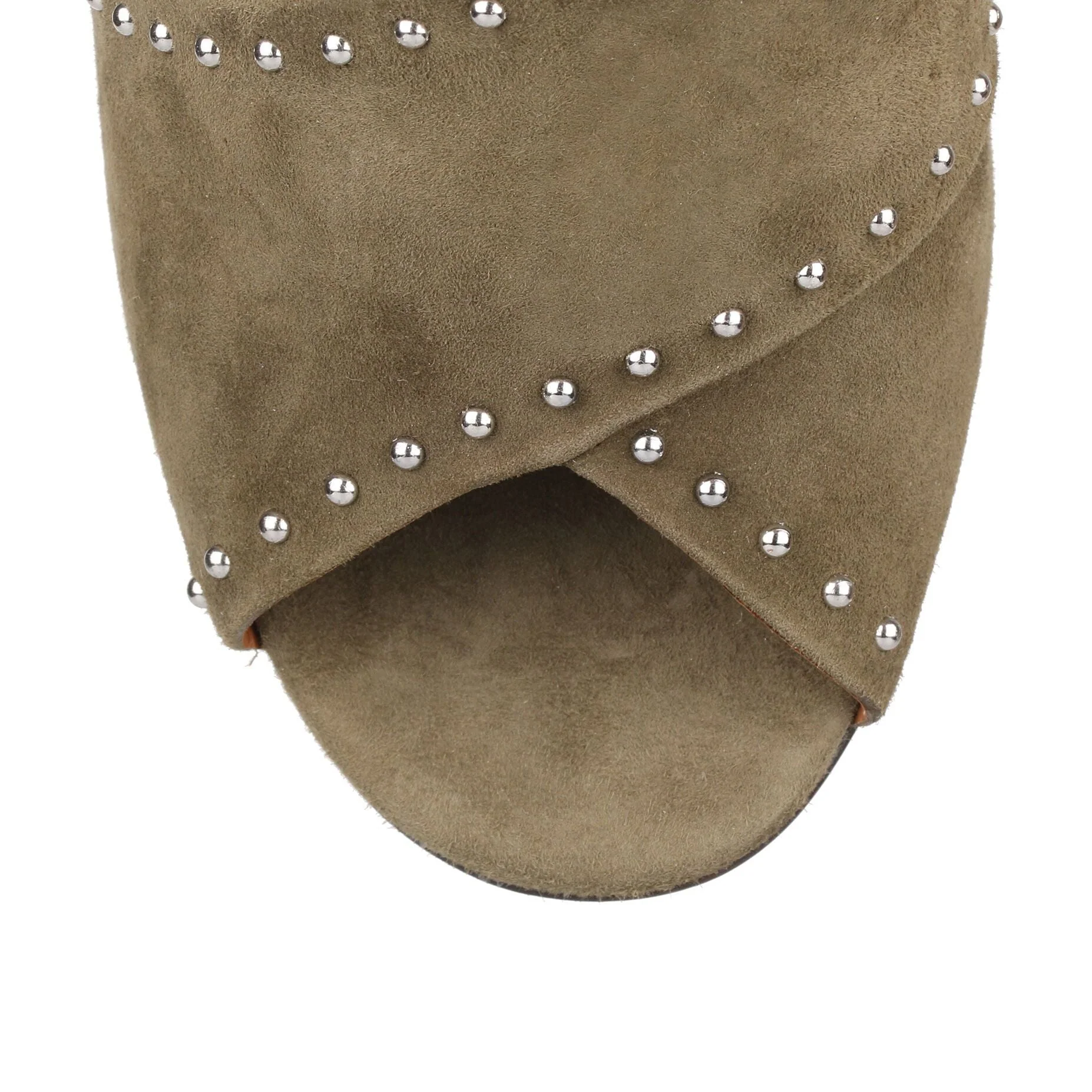 Khaki suede cross-over sandal - Image 4