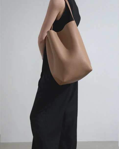 Large N/S beige leather tote bag - Image 6