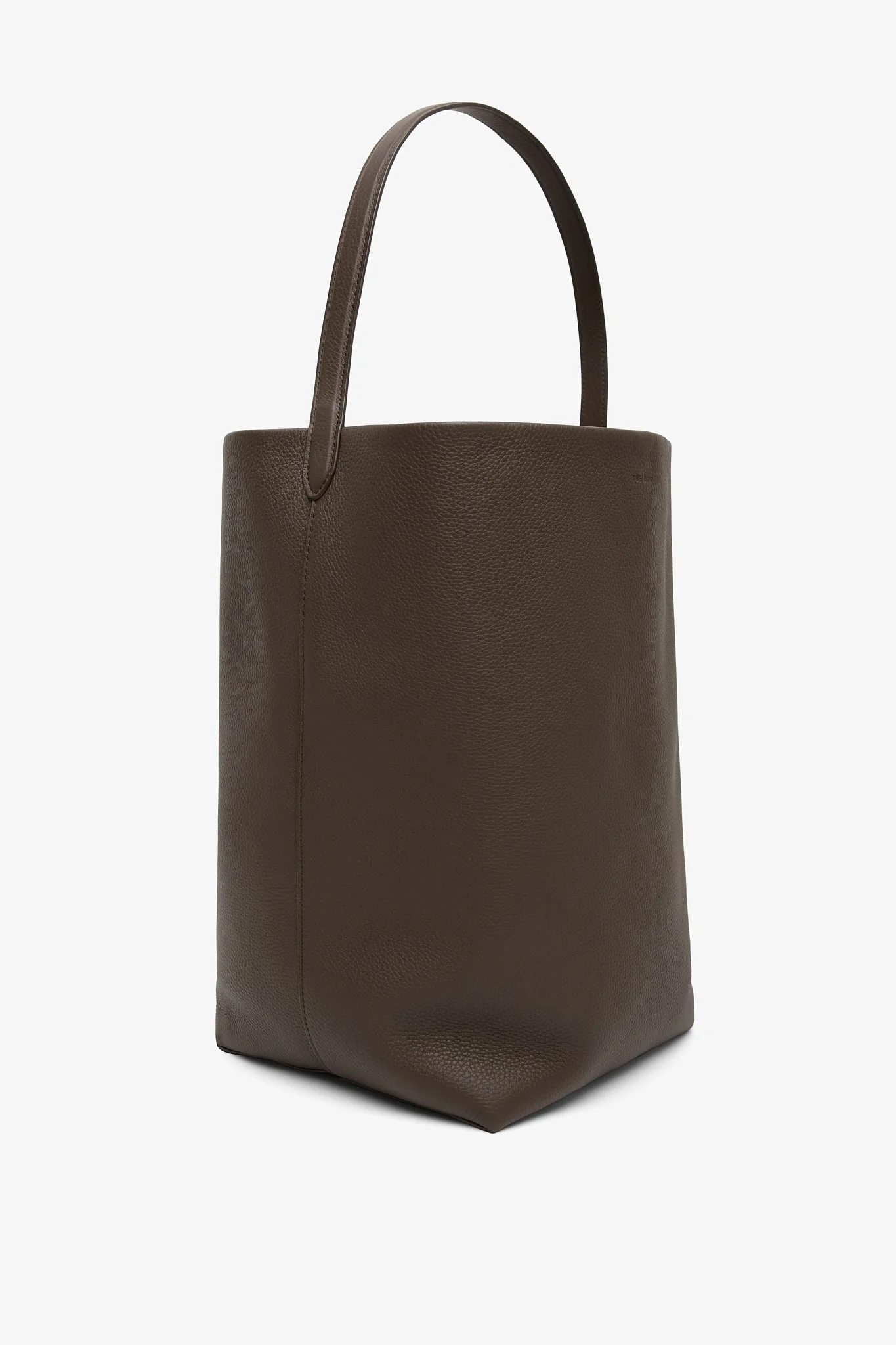 Large N/S deep brown leather tote bag - Image 3