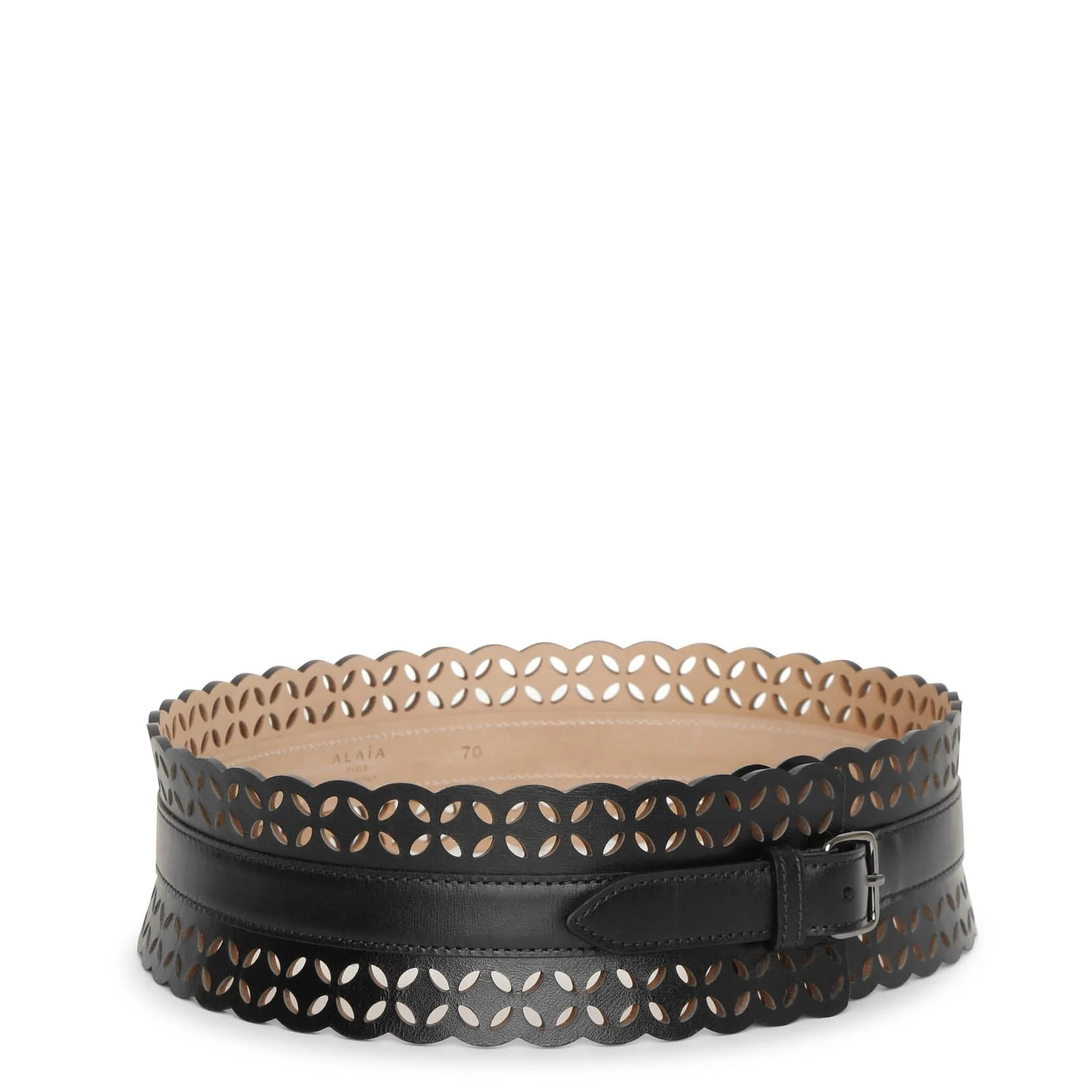 Laser cut black leather belt - Image 2
