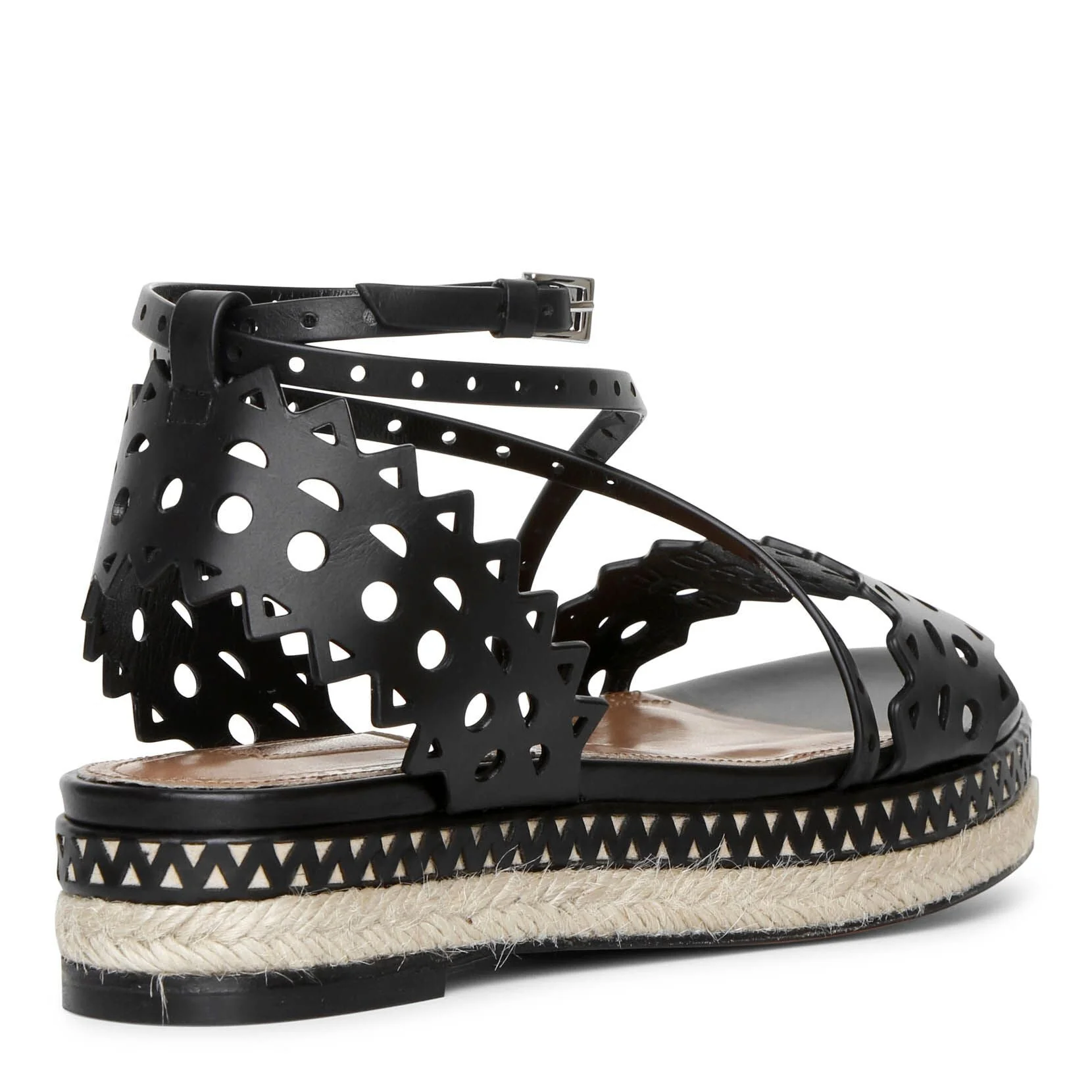 Laser cut leather espadrille platform sandals - Image 3