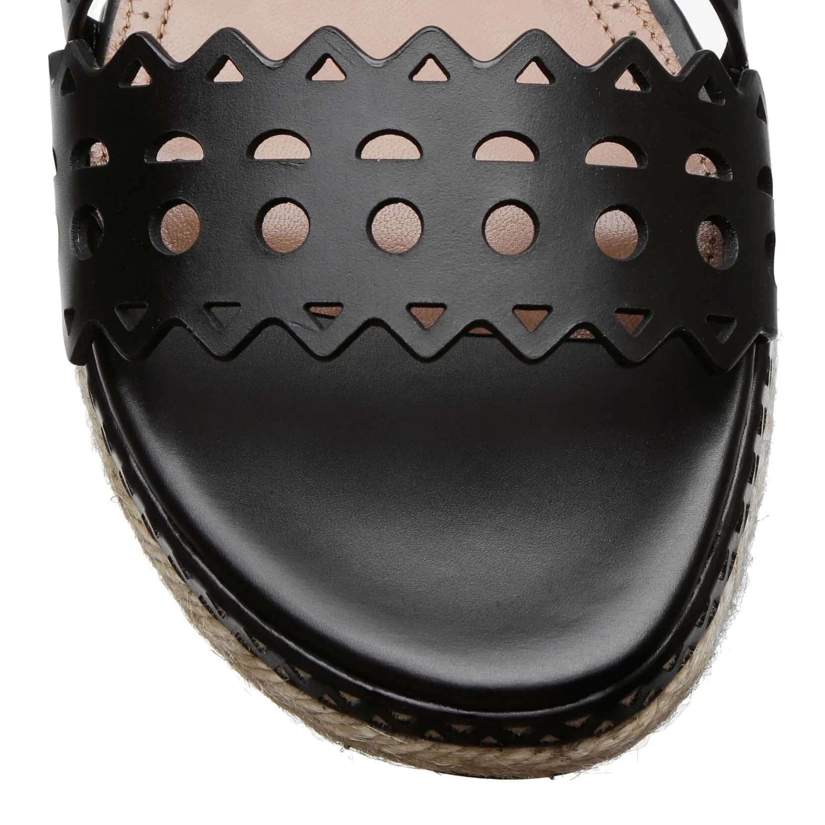 Laser cut leather espadrille platform sandals - Image 4
