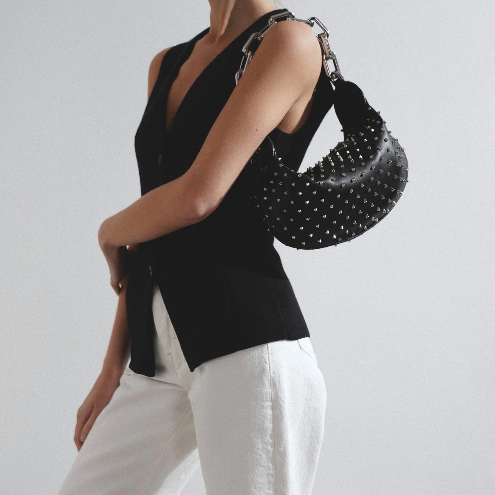 Le 54 black strass shoulder bag - Image 6