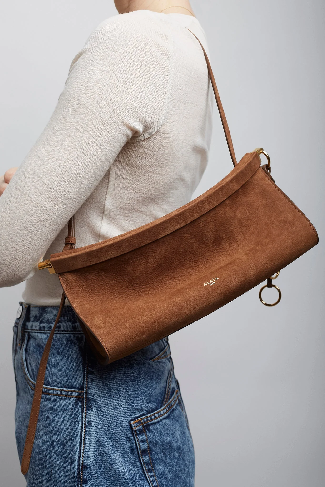 Le Click EW Medium brown nubuck leather bag - Image 5