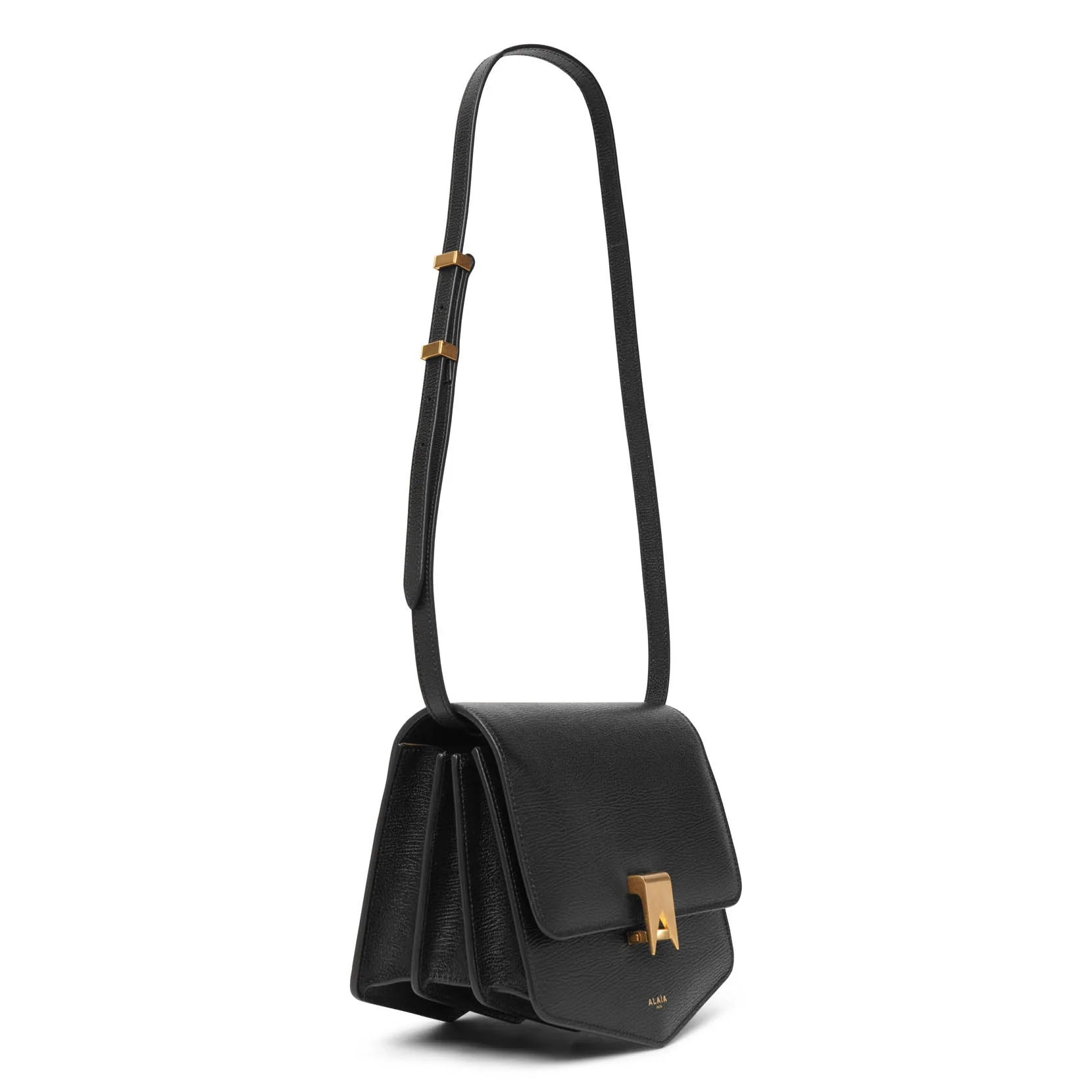 Le Papa black grained leather bag - Image 4