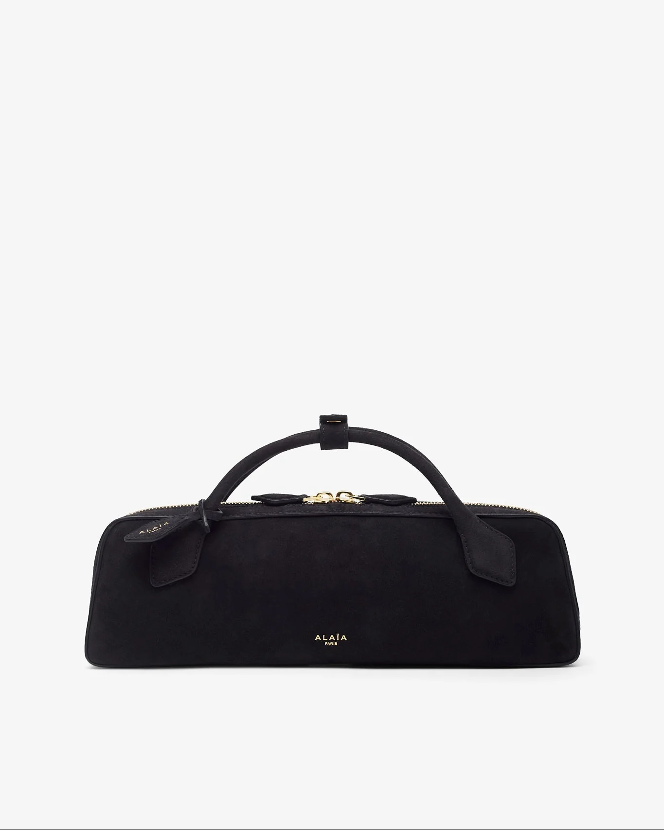 Le Teckel black suede clutch