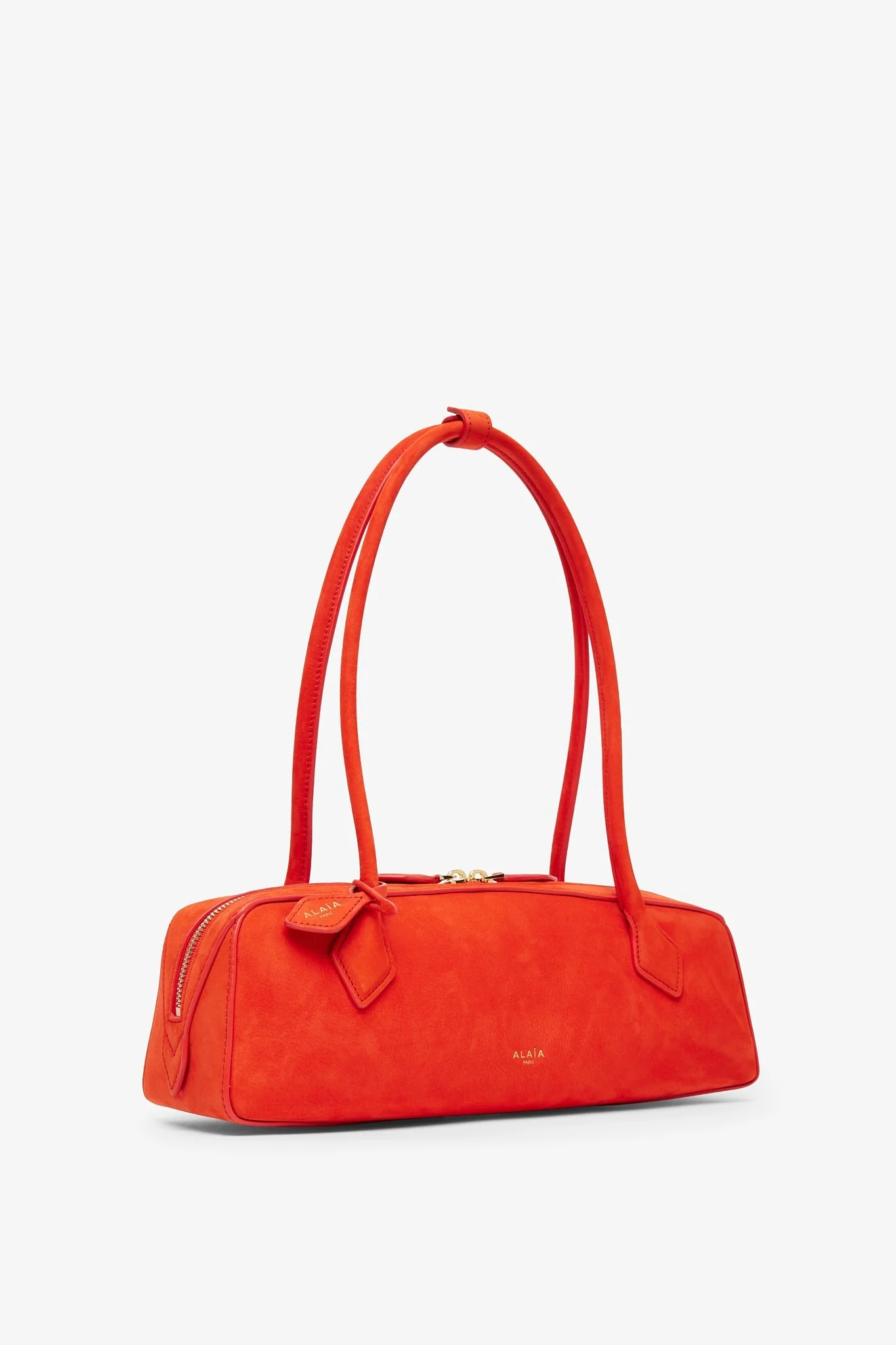 Le Teckel Medium orange suede bag - Image 3
