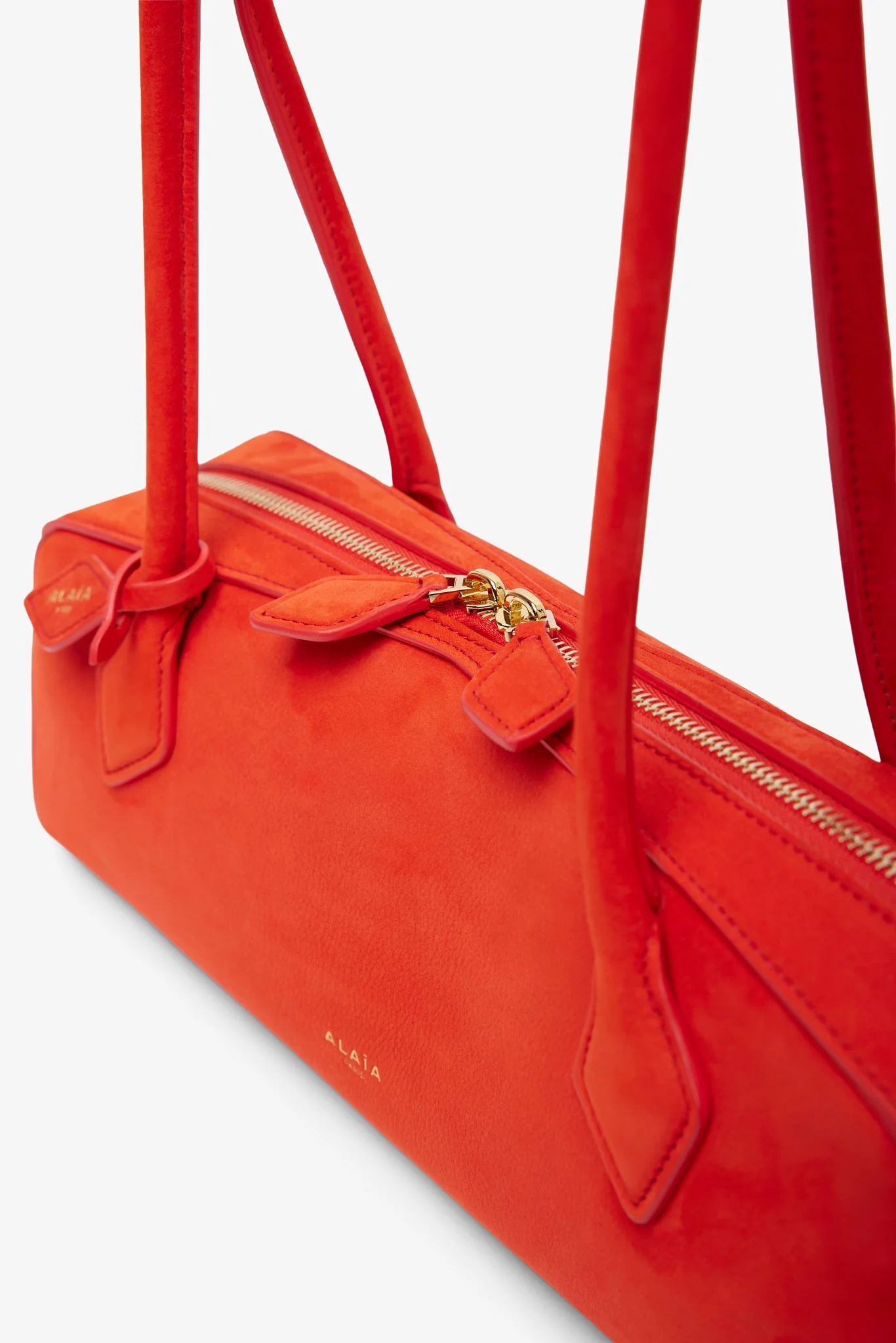 Le Teckel Medium orange suede bag - Image 4
