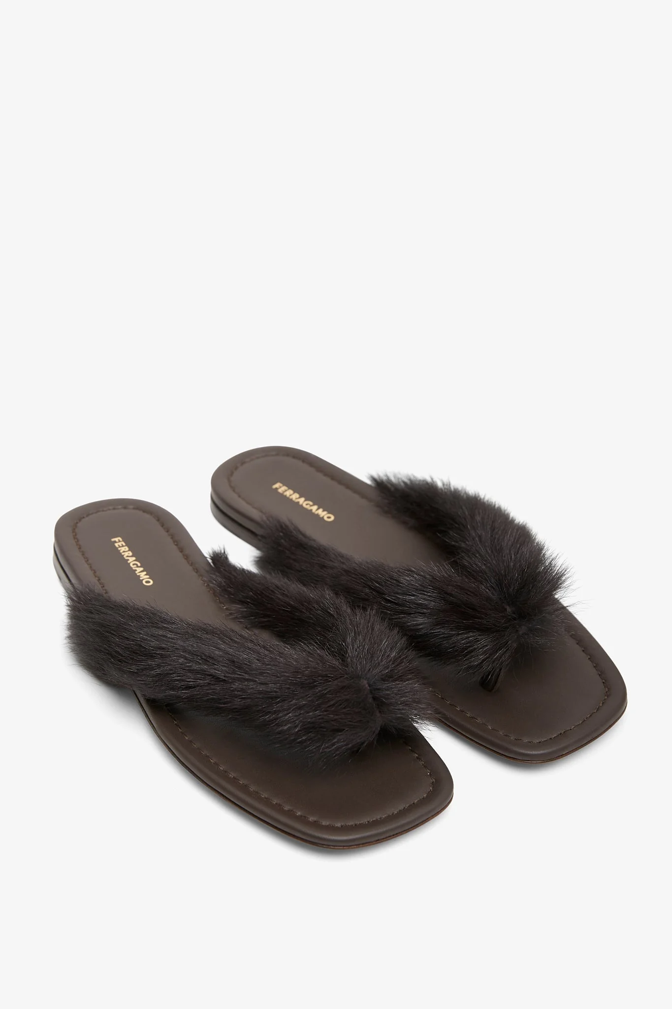 Loly black fur thong flat sandals - Image 4