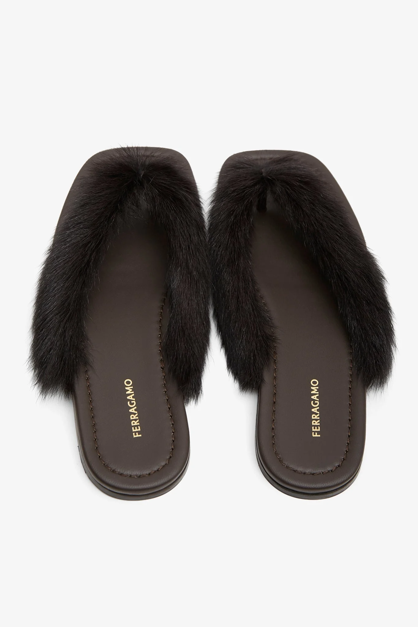 Loly black fur thong flat sandals - Image 6