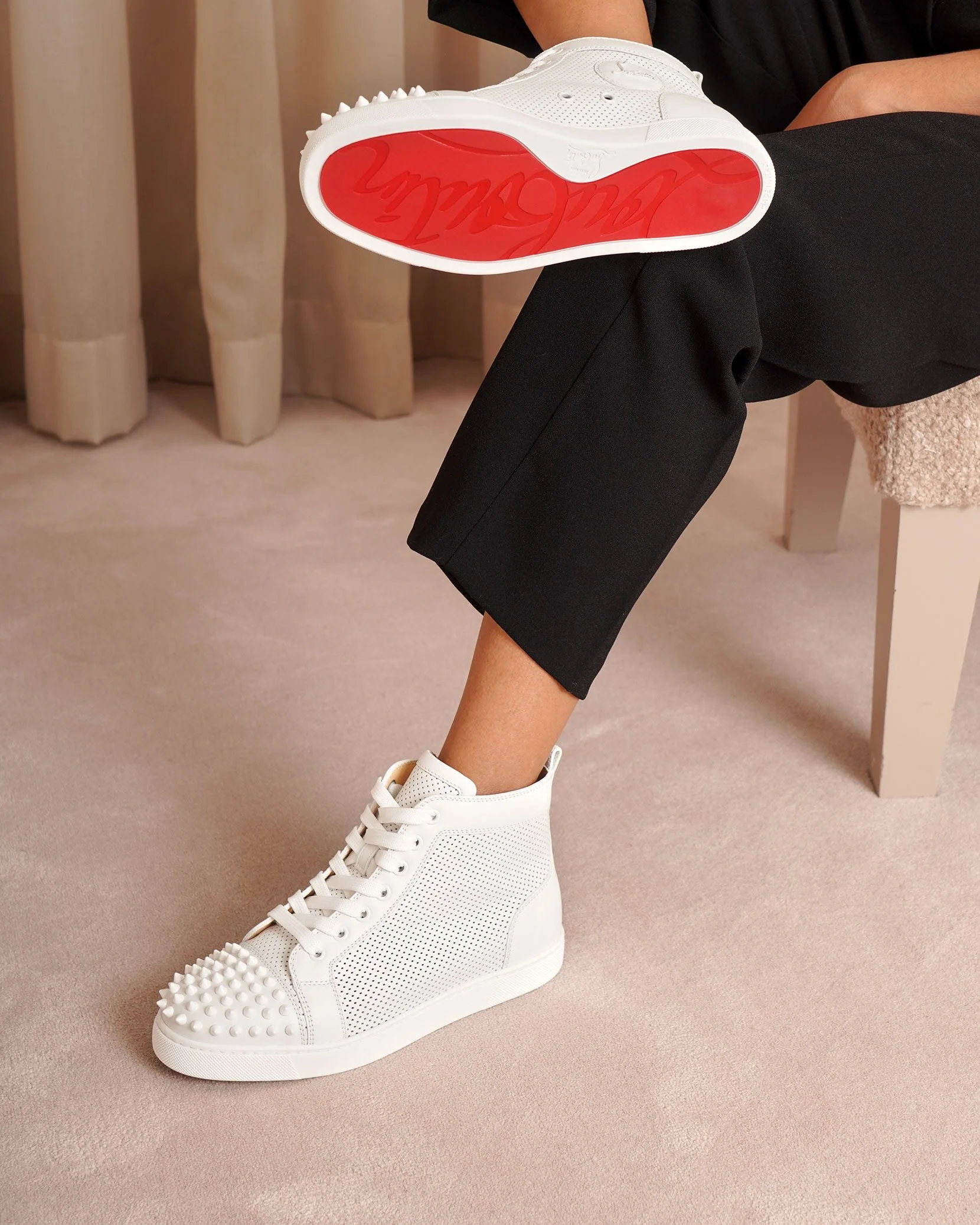Lou Spikes perforated leather sneakers - Image 2