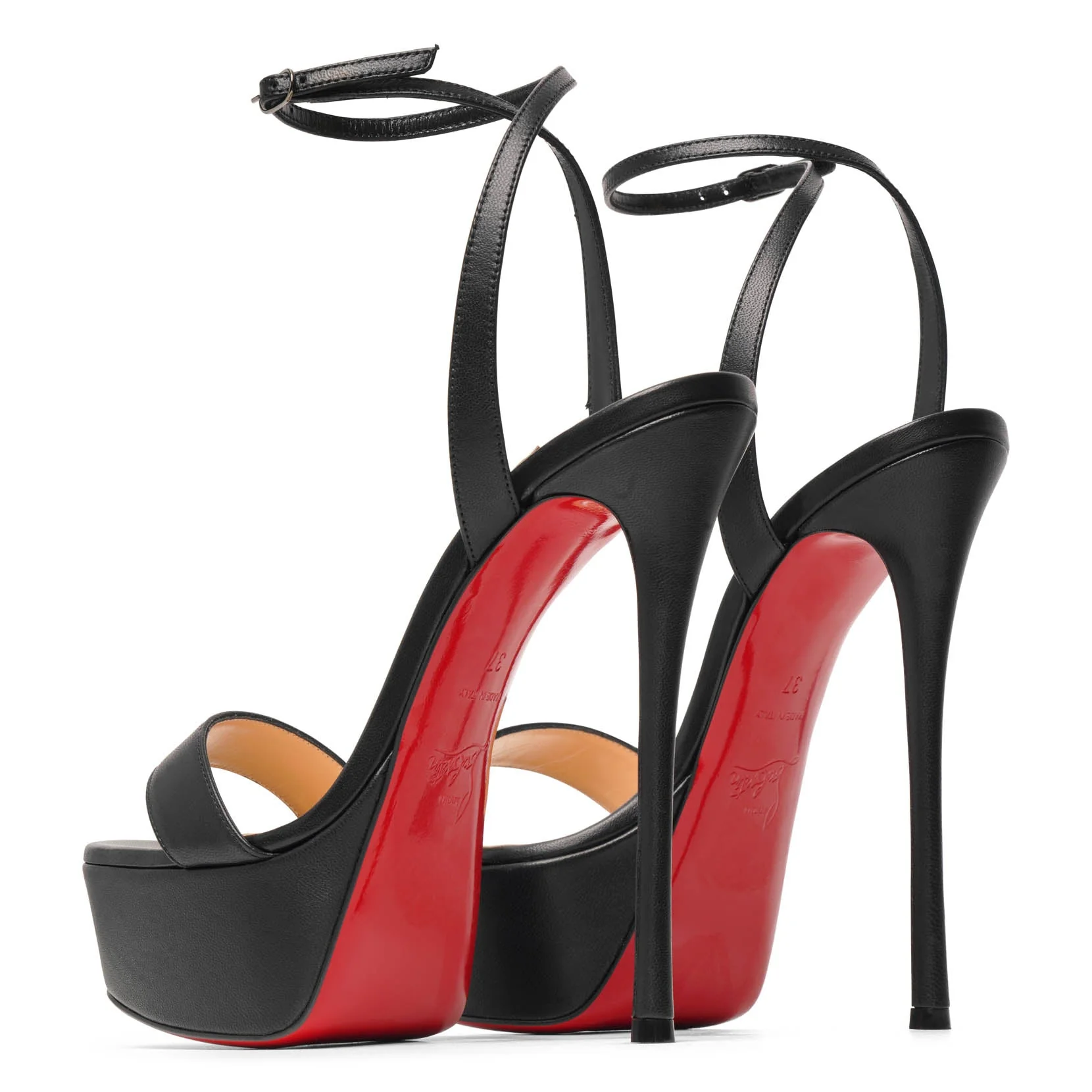 Loubi Queen 150 black leather platform sandals - Image 5