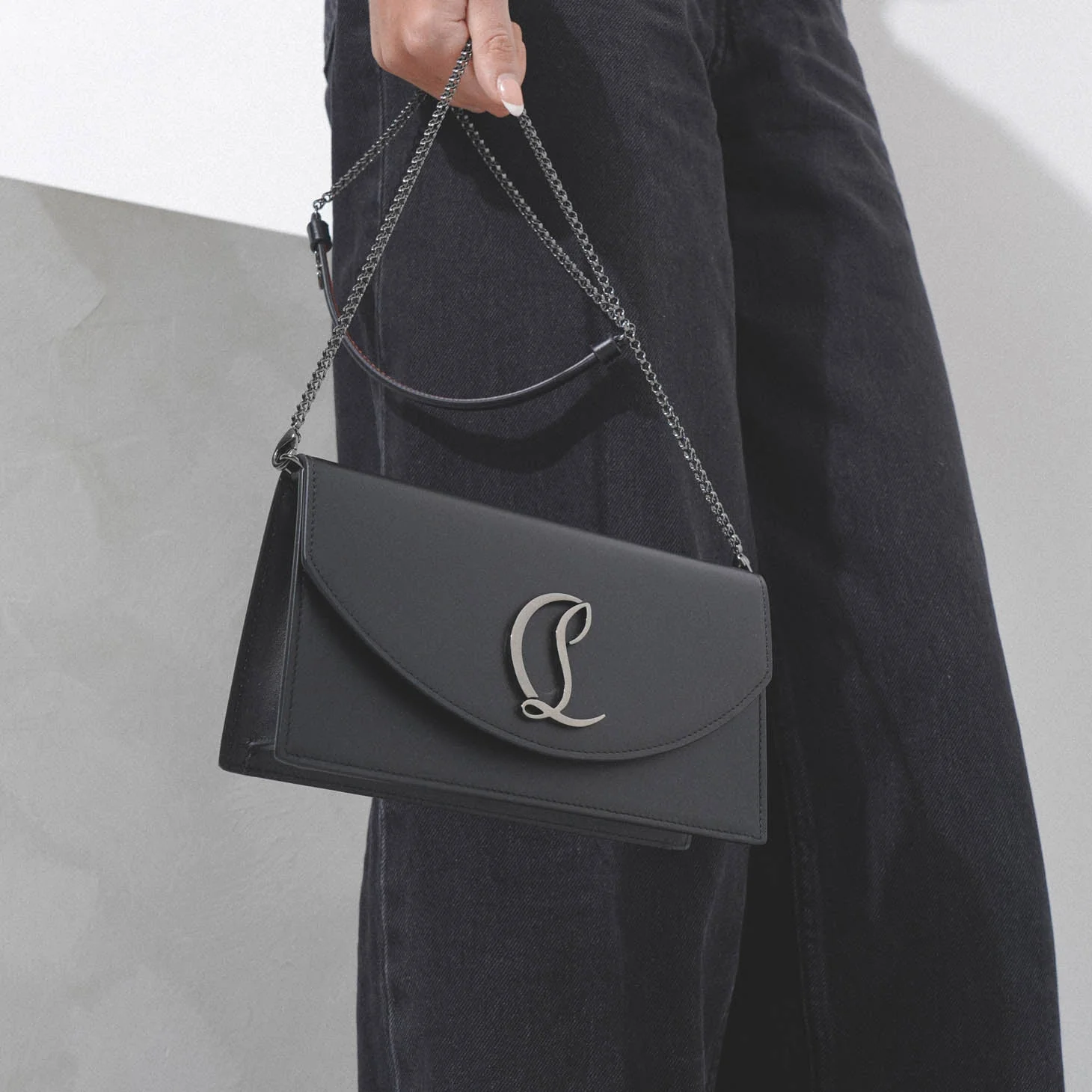 Loubi54 black leather clutch bag - Image 7
