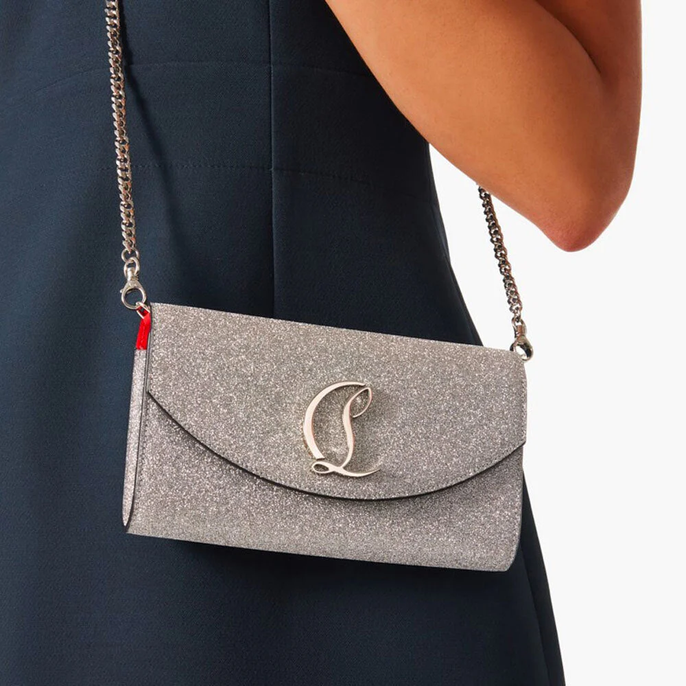 Loubi54 silver glitter wallet on chain - Image 6