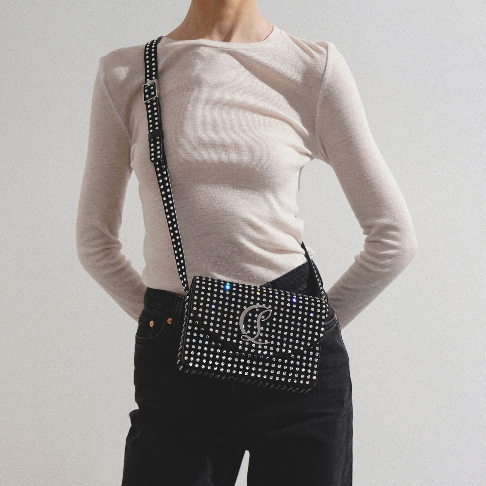 Loubi54 small black strass crossbody bag - Image 7