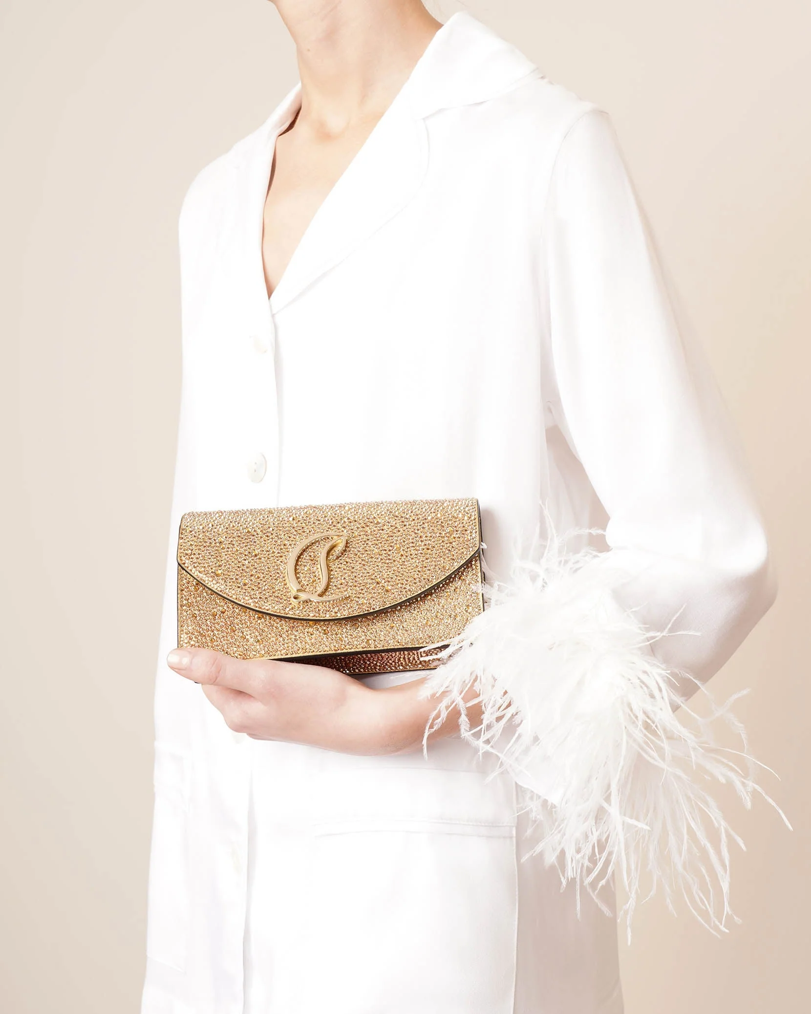 Loubi54 small gold crystal crossbody bag - Image 2