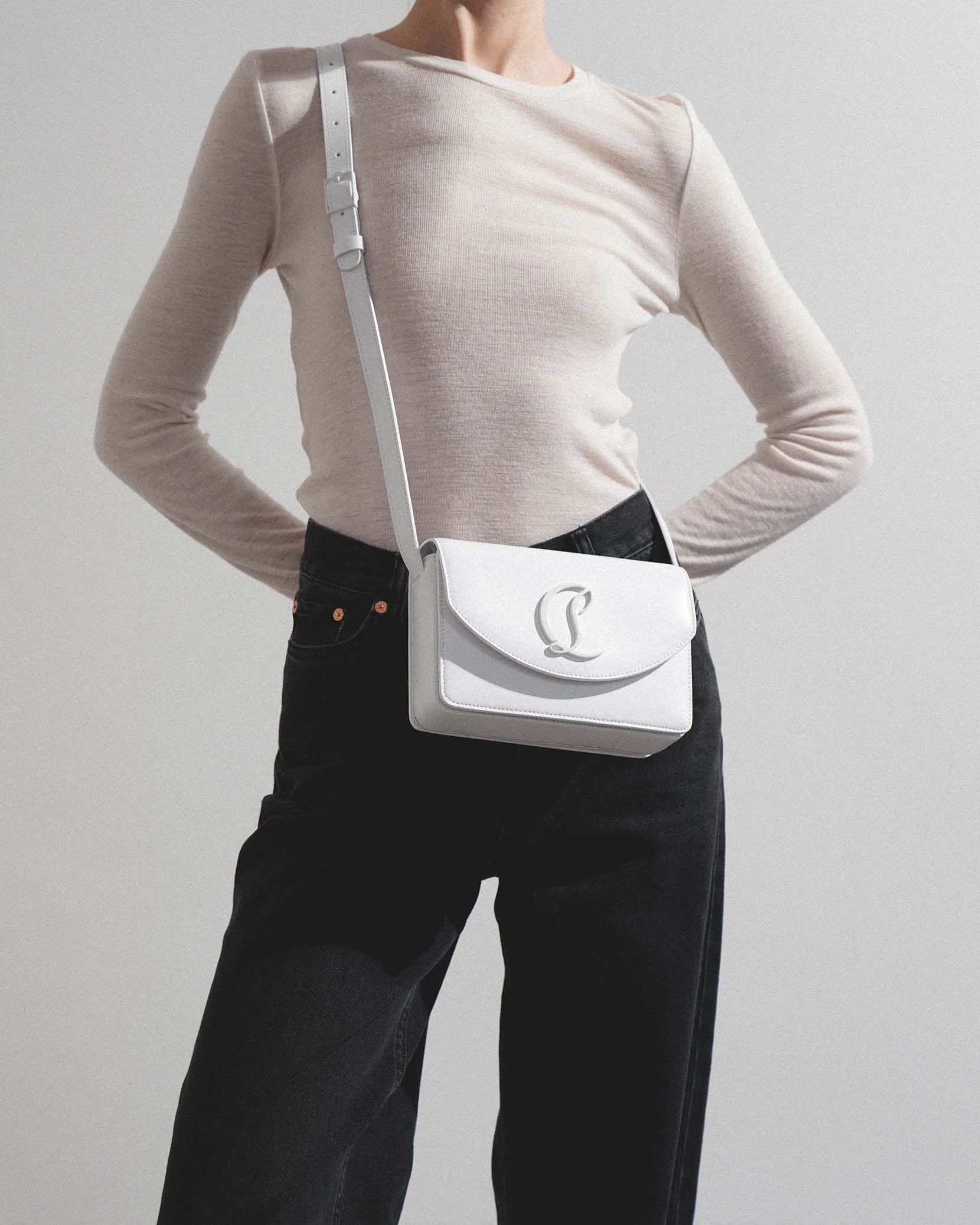 Loubi54 small white leather crossbody bag - Image 2