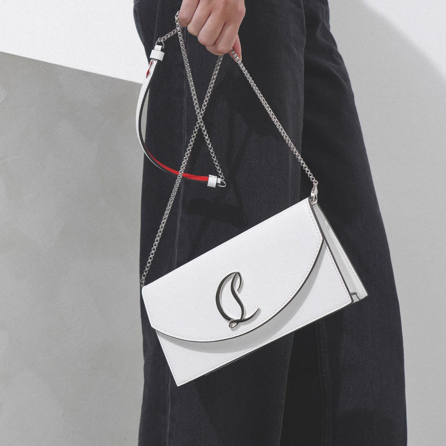Loubi54 white leather clutch bag - Image 7