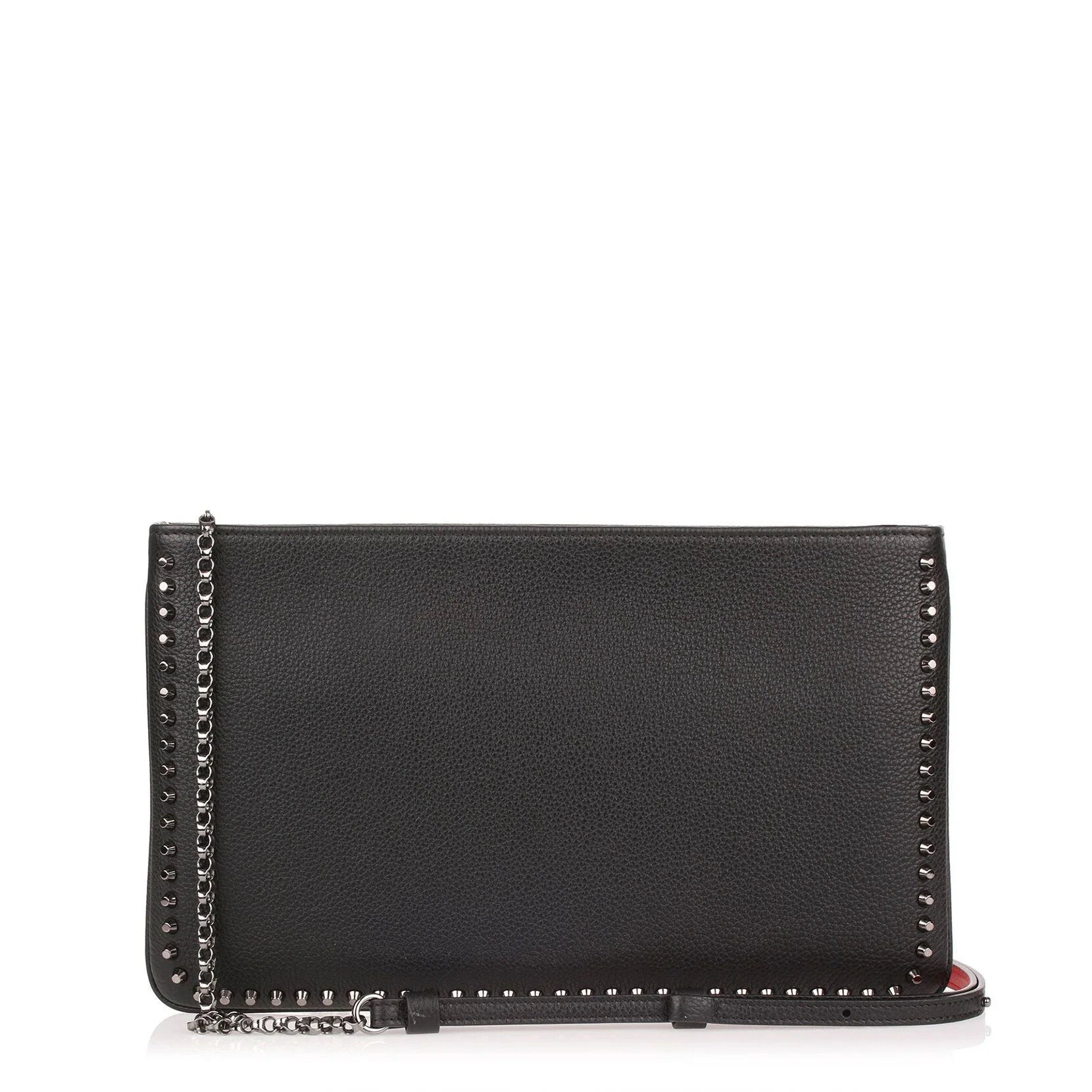 Loubiposh black leather studs clutch