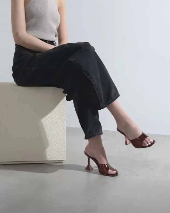 Lupita 95 brown metallic patent mules - Image 7