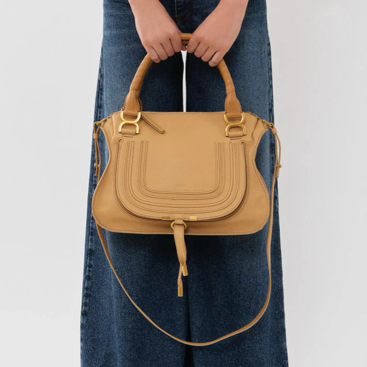 Marcie beige leather double carry bag - Image 6