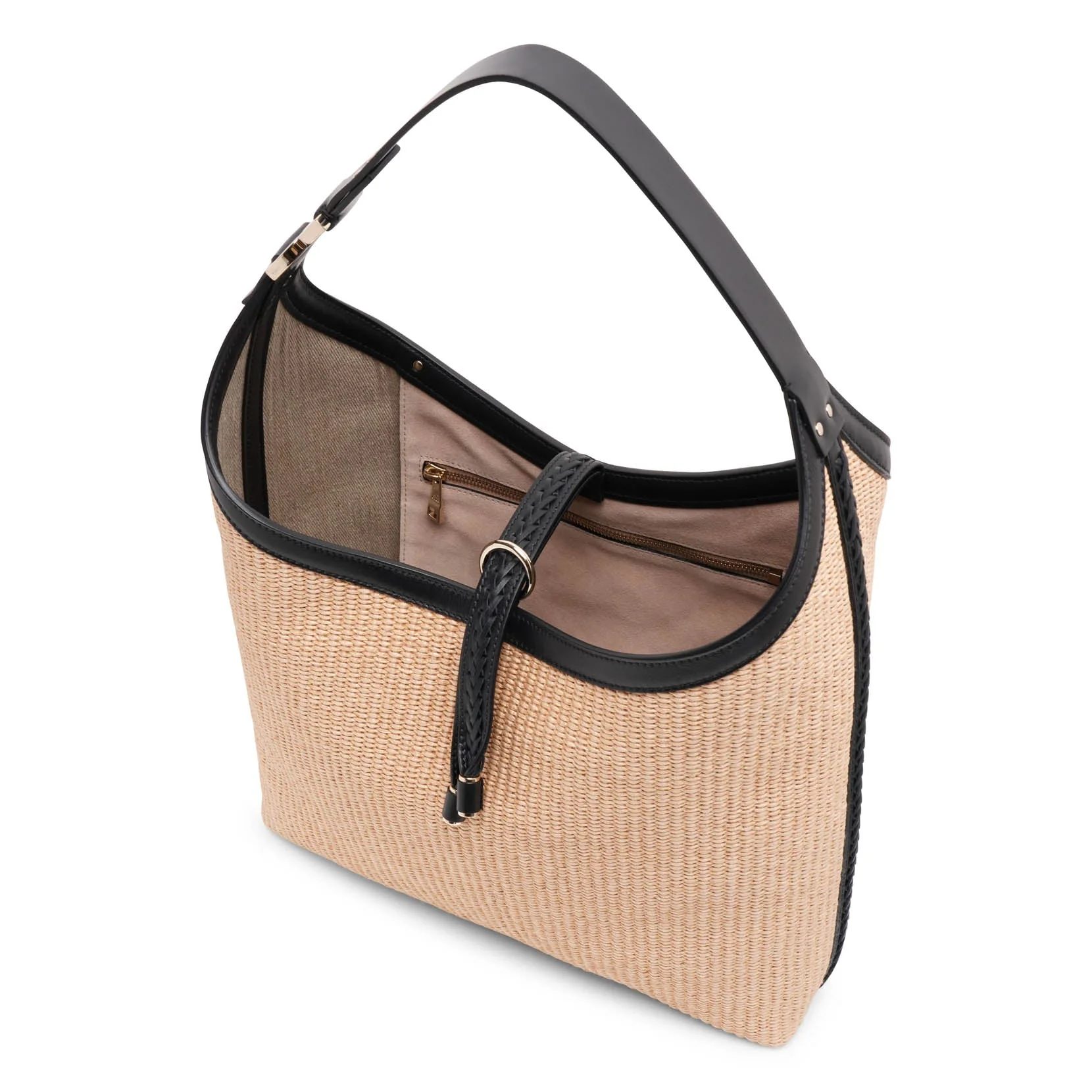 Marcie beige raffia shoulder bag - Image 5