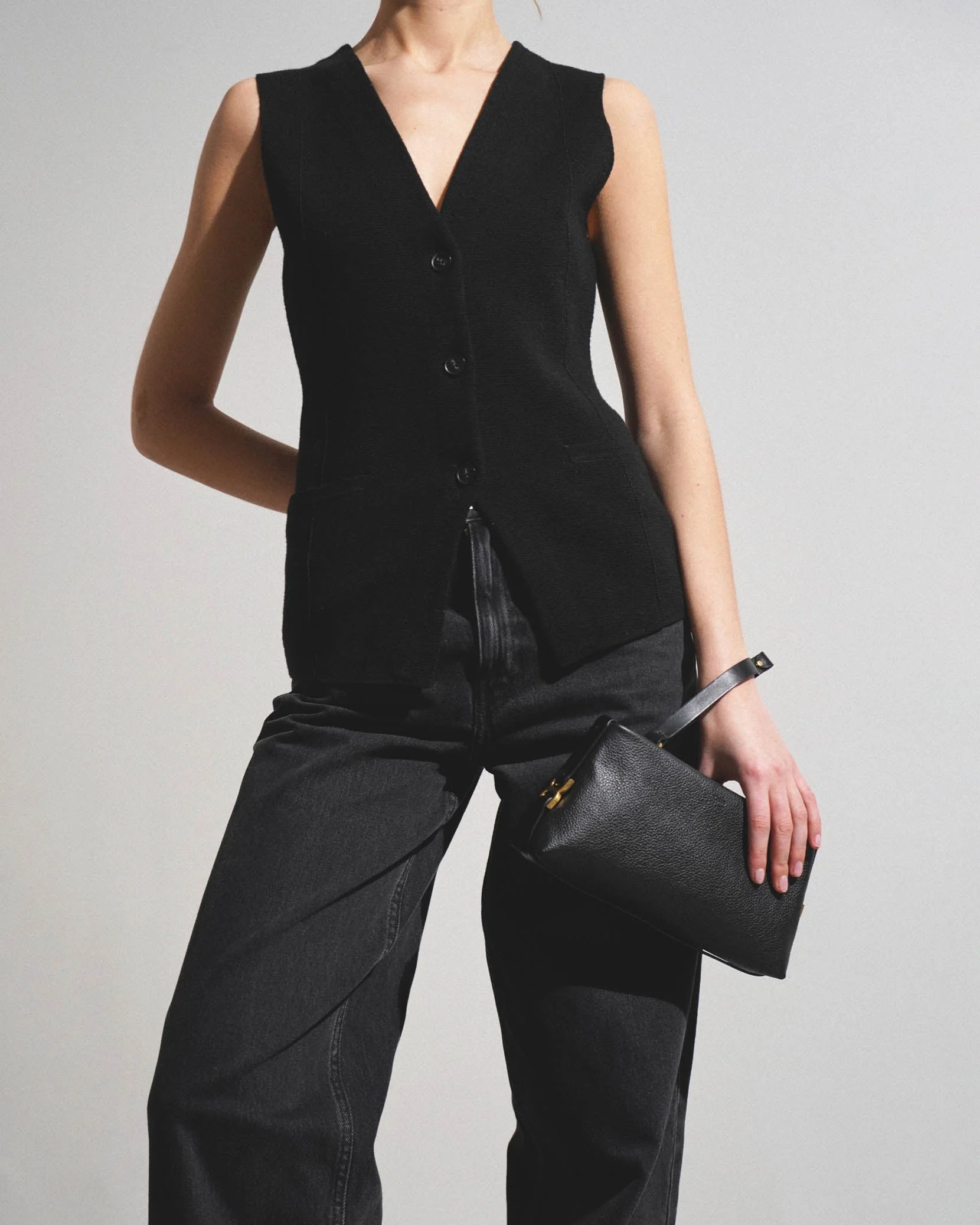 Marcie black leather clutch - Image 2