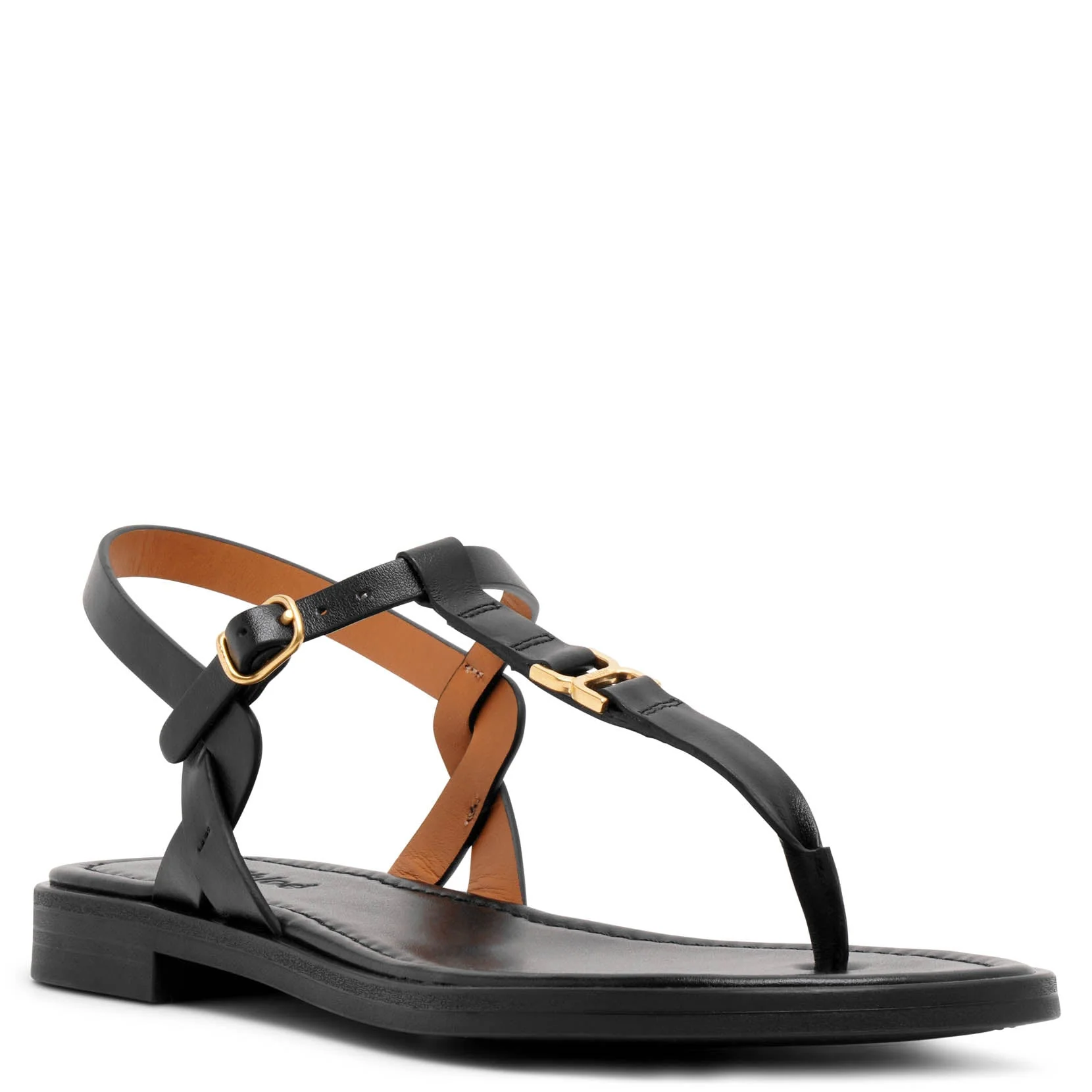 Marcie black leather flat sandals - Image 3