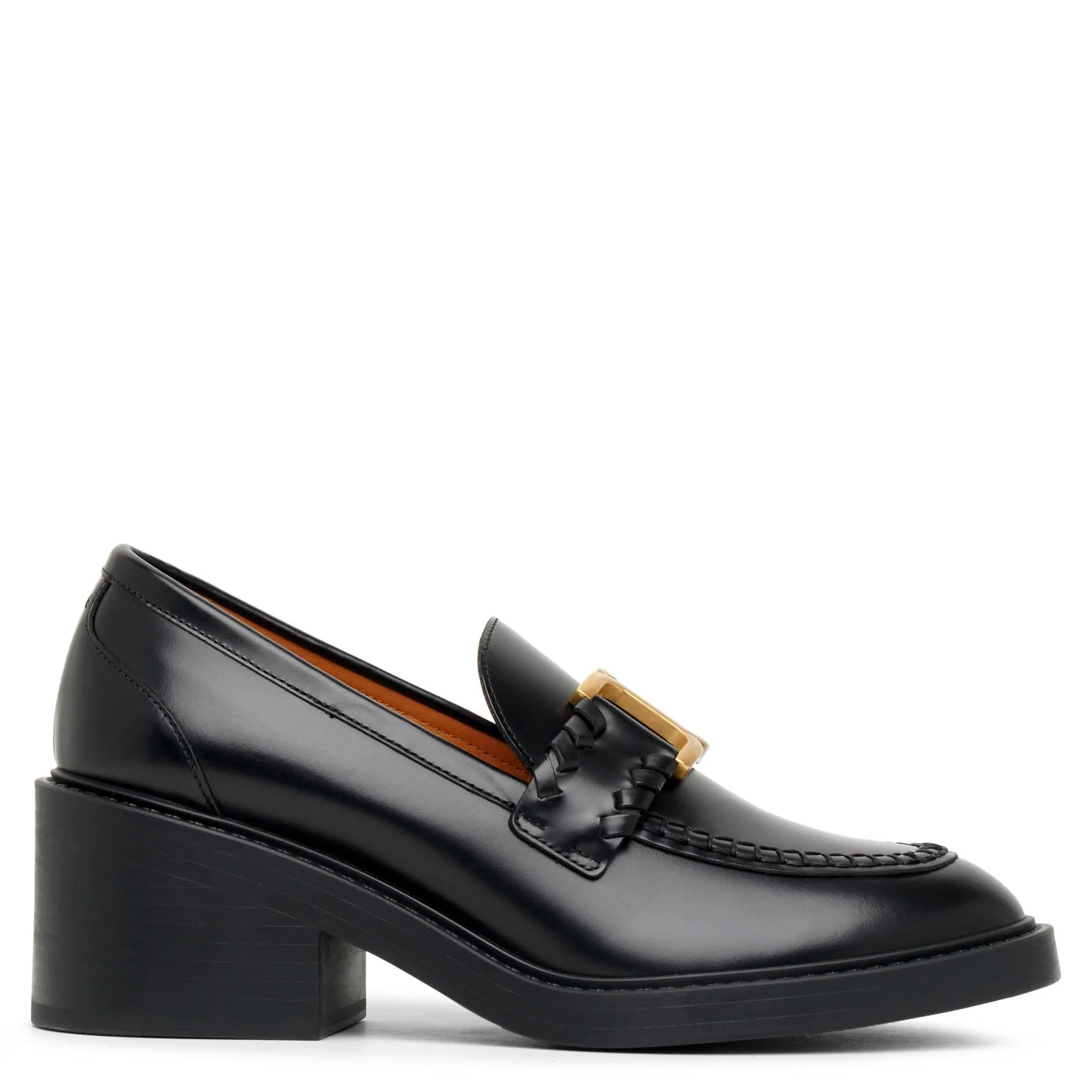 Marcie black leather heeled loafers