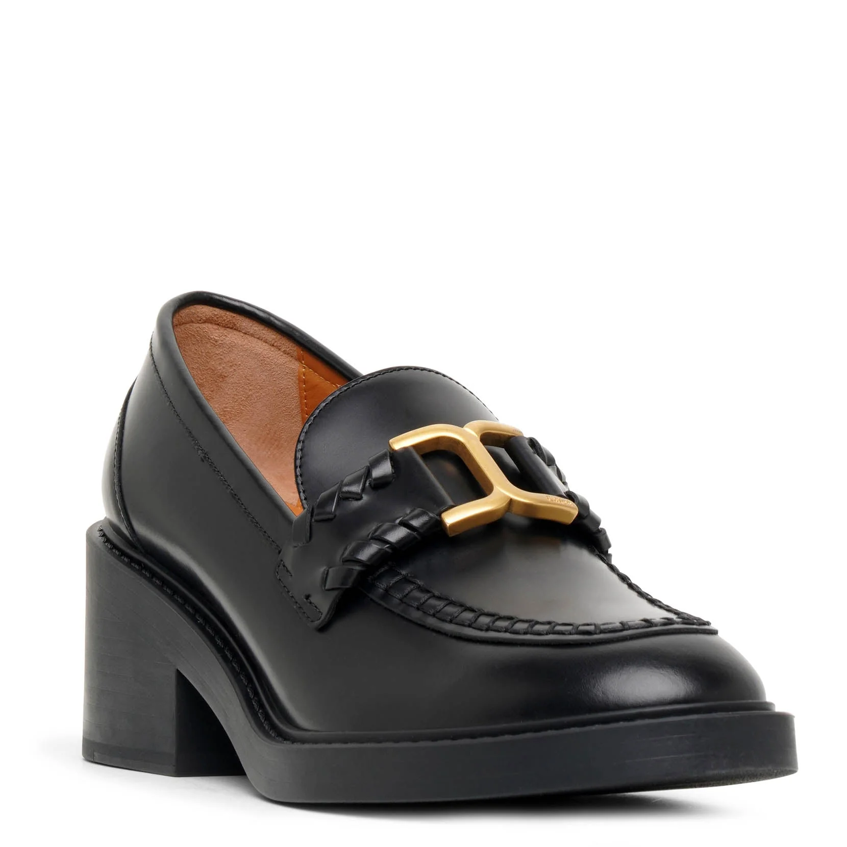 Marcie black leather heeled loafers - Image 3