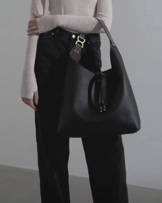 Marcie black leather shoulder bag - Image 8