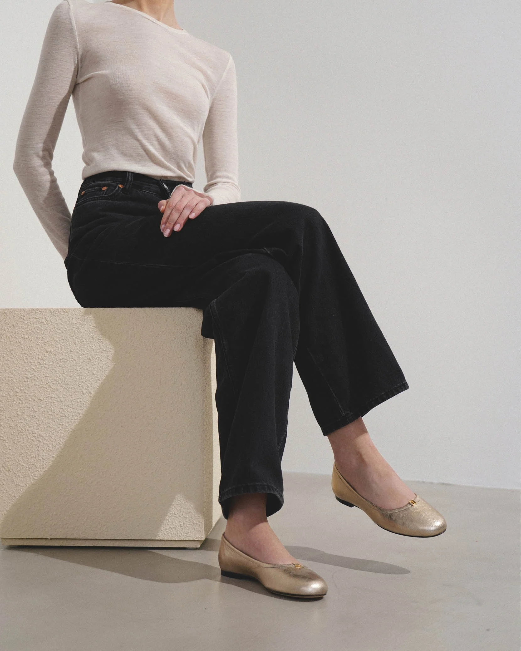 Marcie rose gold leather ballerinas - Image 2