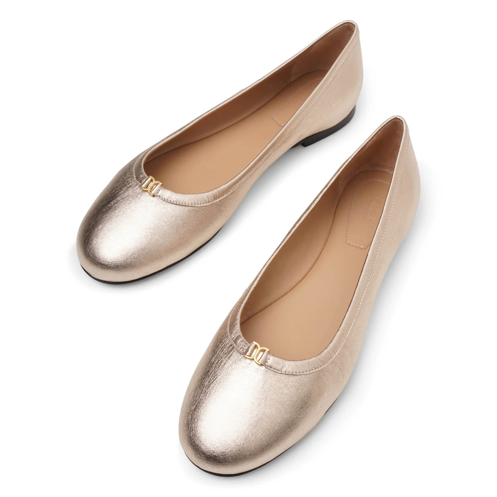 Marcie rose gold leather ballerinas - Image 5