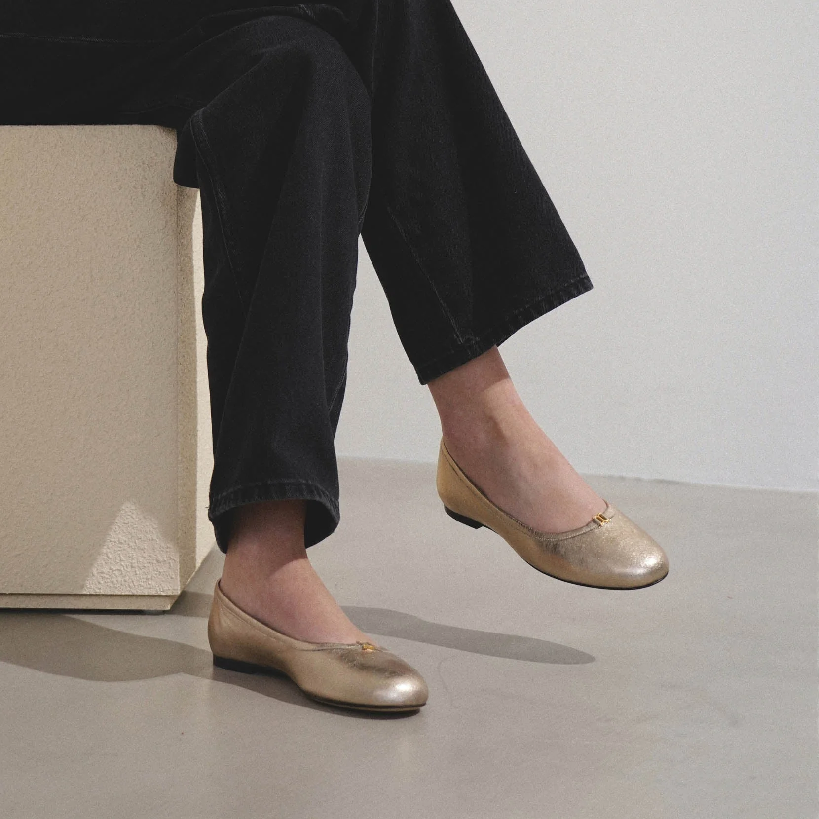 Marcie rose gold leather ballerinas - Image 6