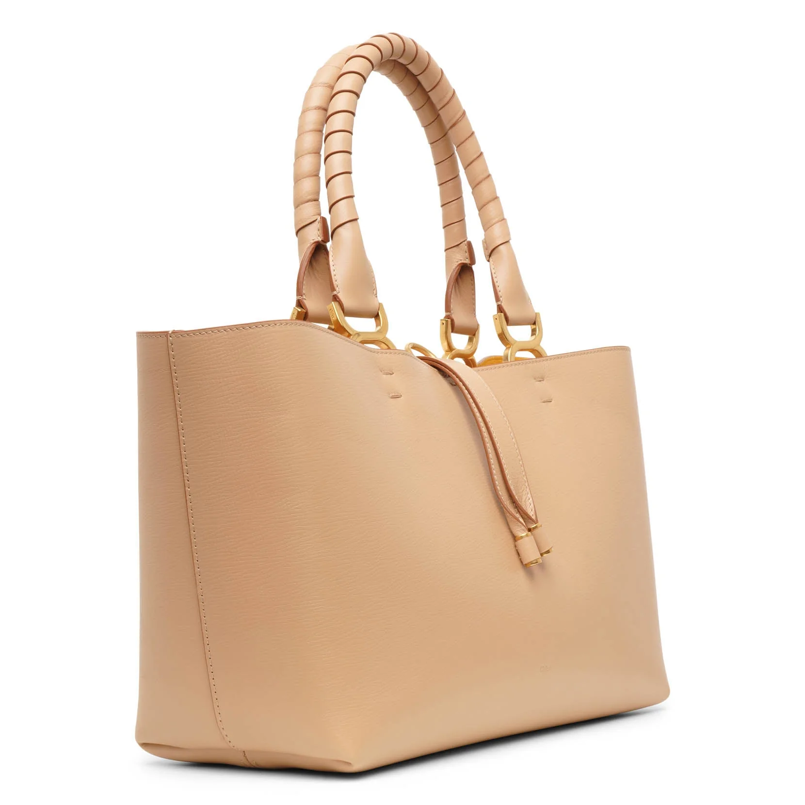 Marcie tote beige leather tote bag - Image 3