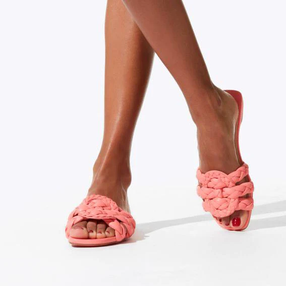 Marmela flat braided leather slides - Image 6