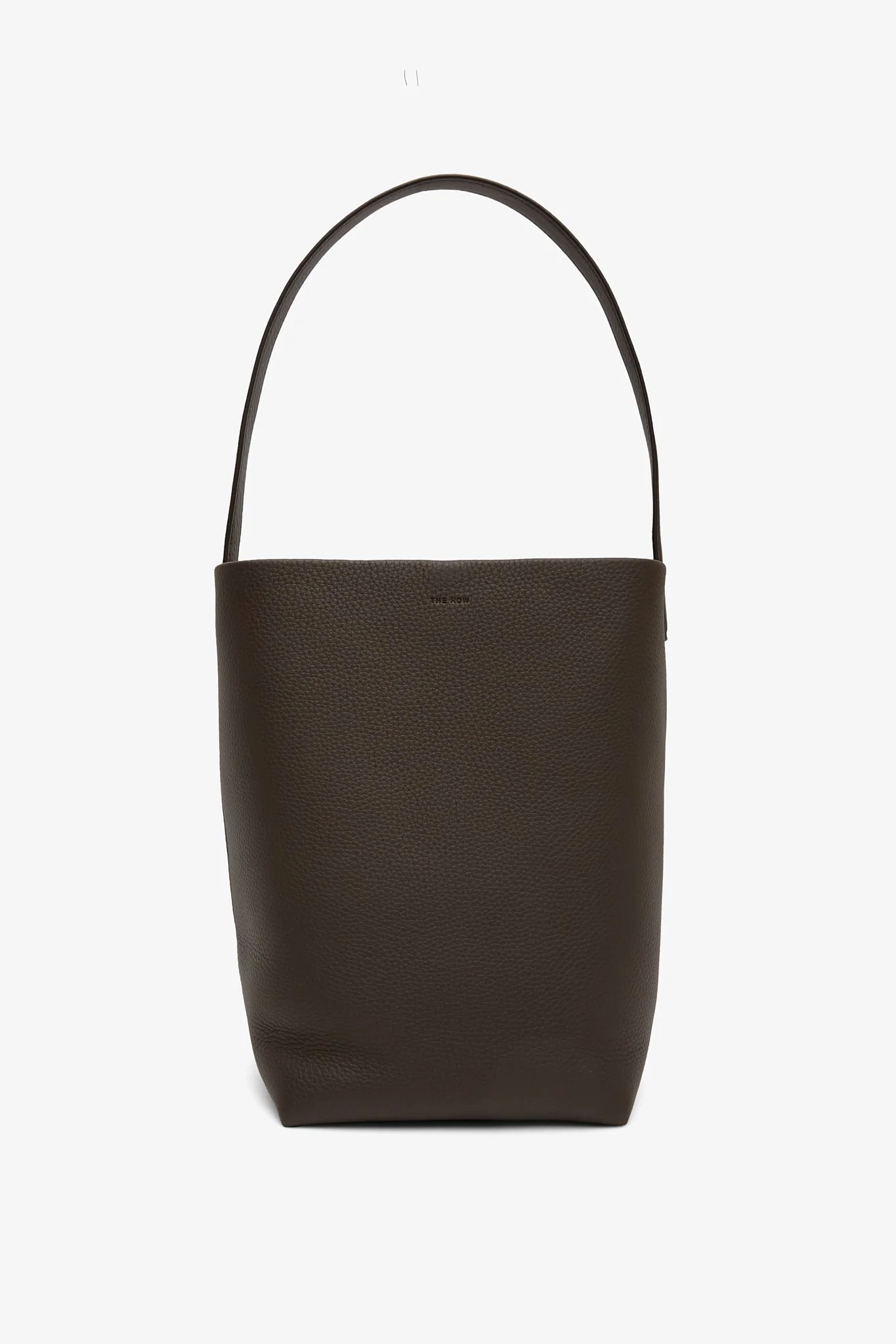 Medium N/S deep brown leather tote bag
