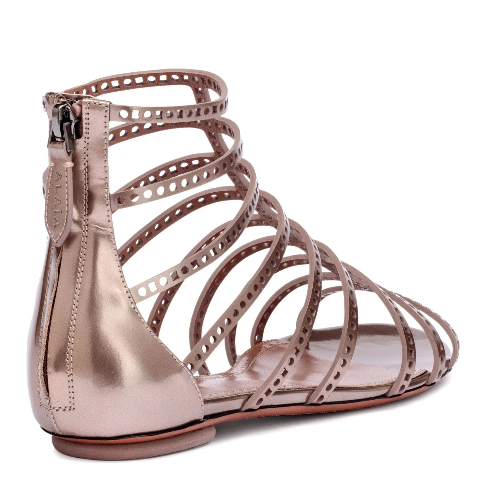 Metallic laser-cut leather sandals - Image 3
