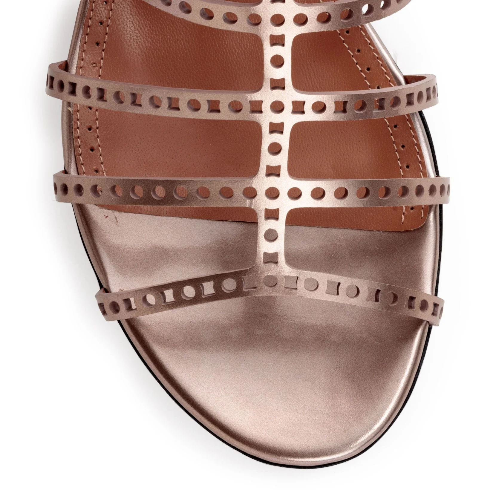 Metallic laser-cut leather sandals - Image 4