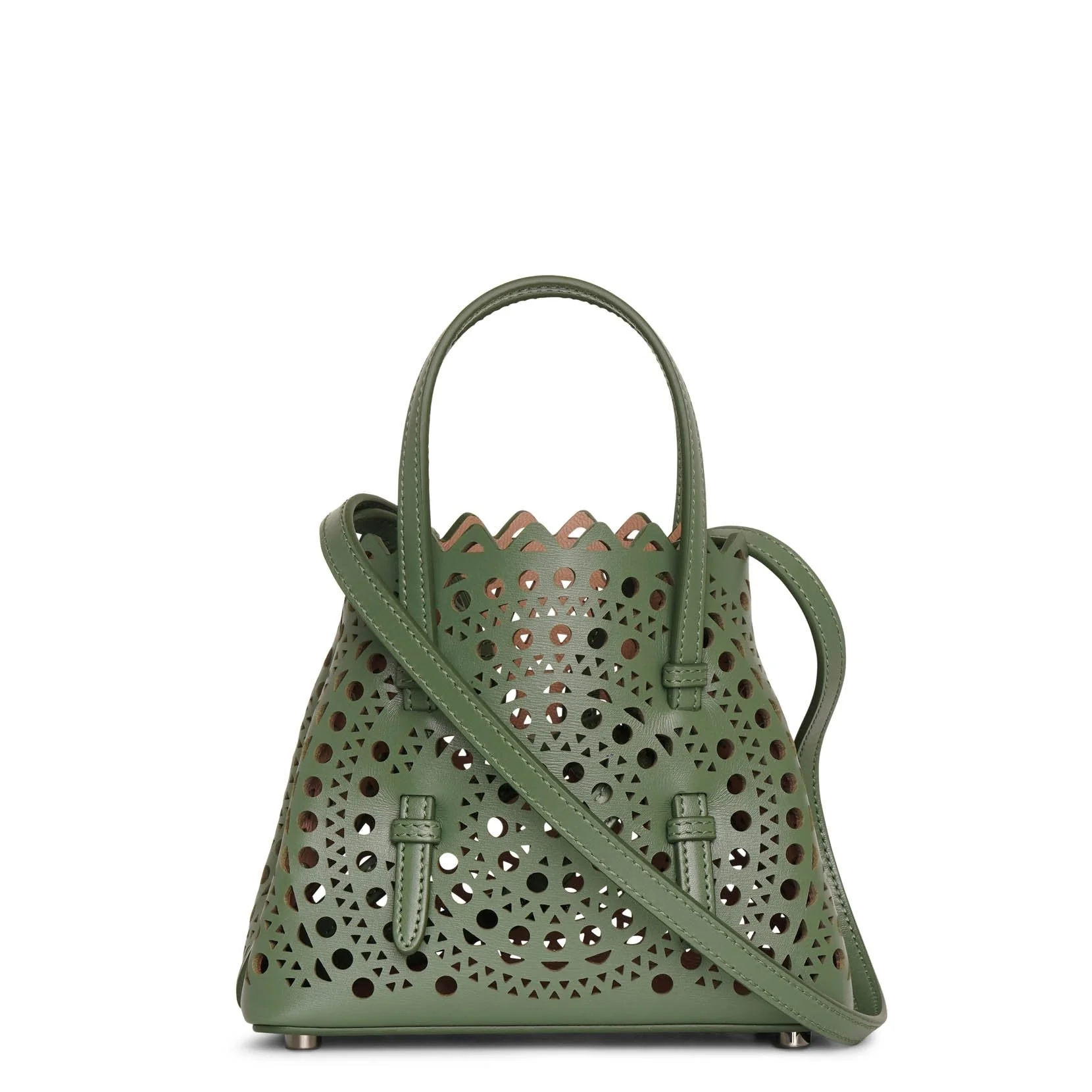 Mina 16 aloe green leather tote bag - Image 3