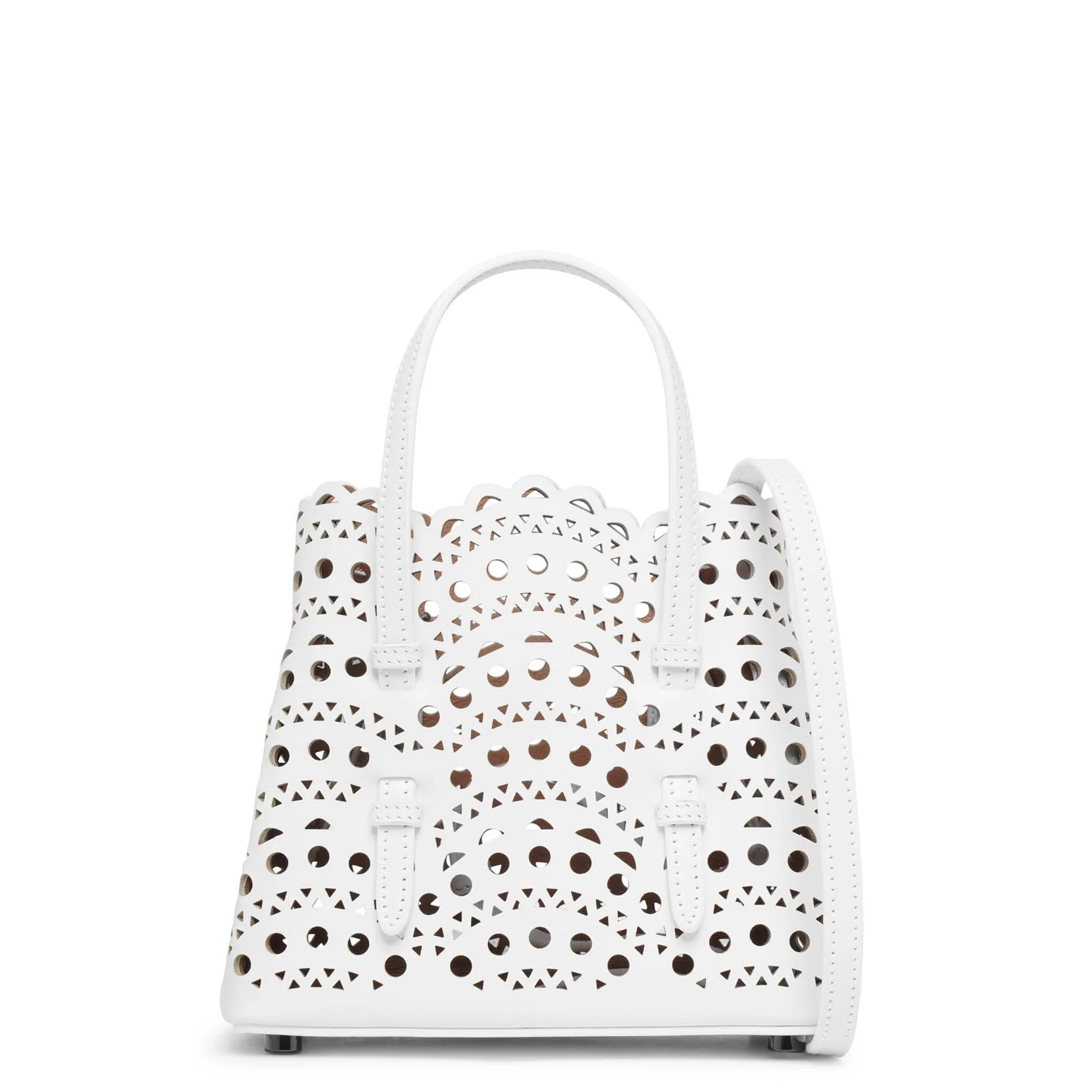 Mina 16 vienne vague white leather tote bag - Image 4