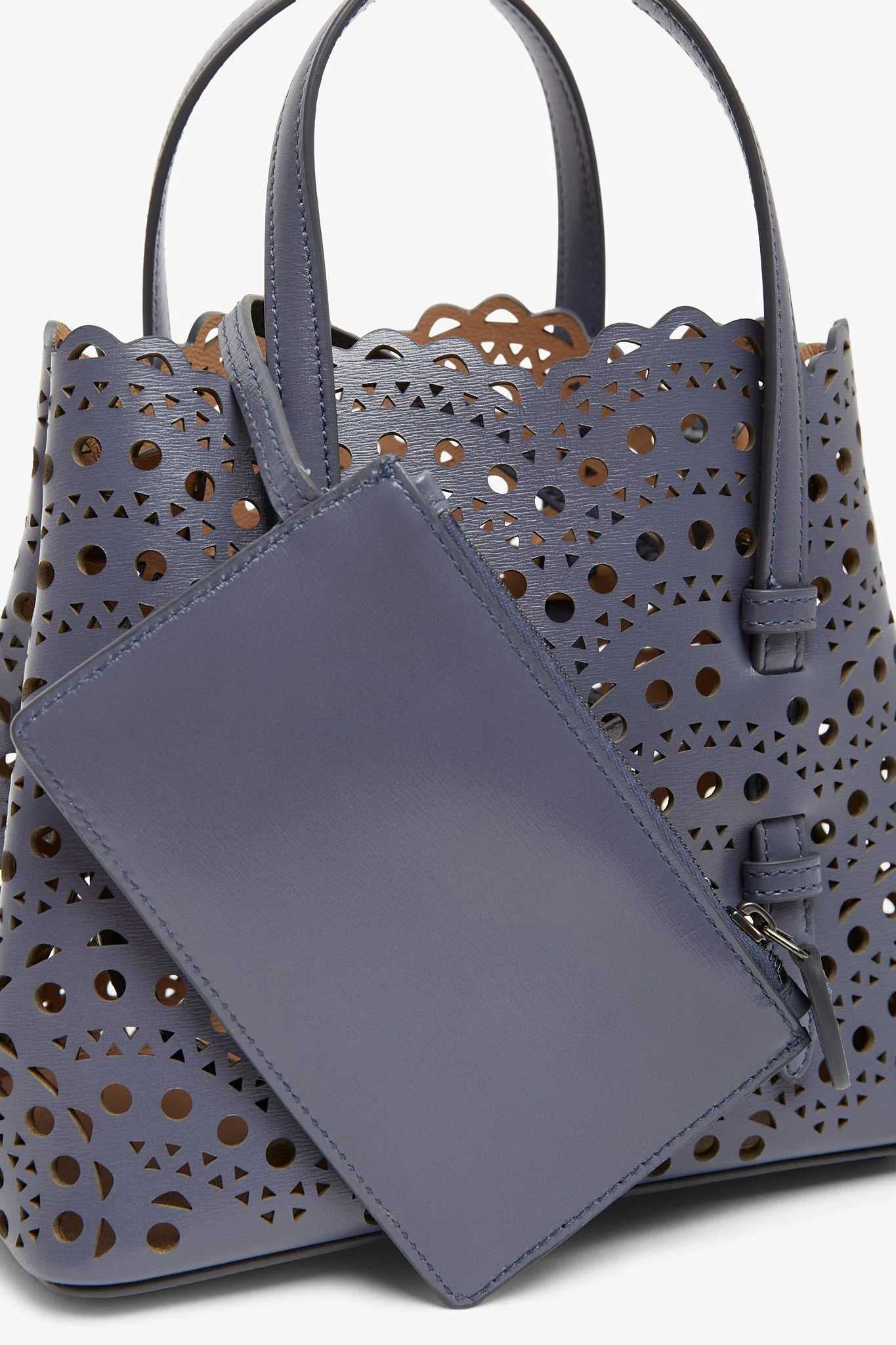 Mina 20 blue leather tote bag - Image 4