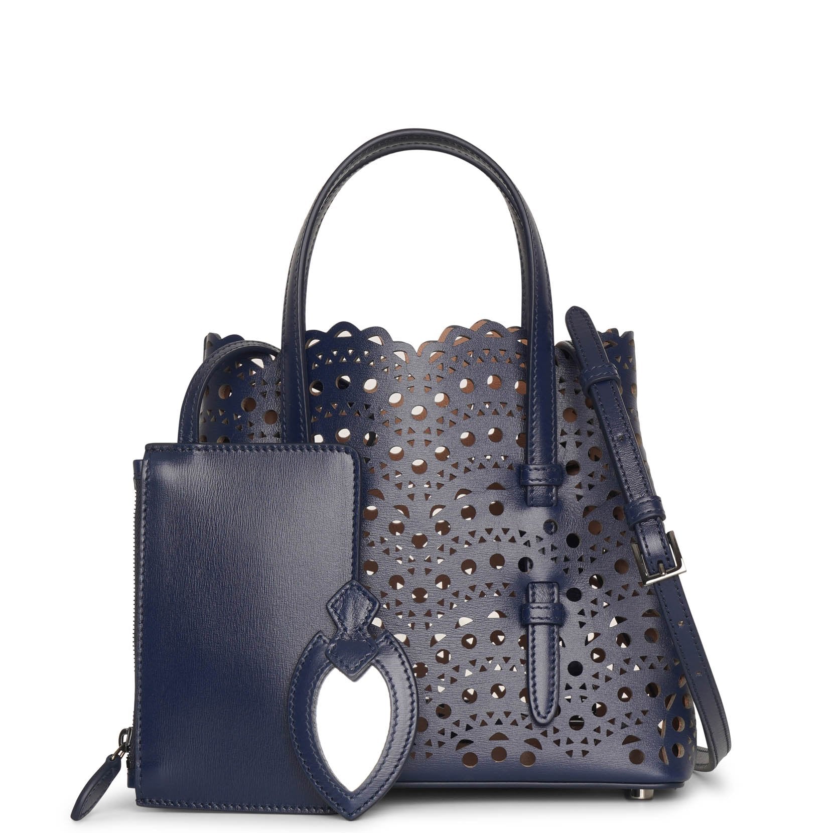 Mina 20 dark blue leather tote bag - Image 3