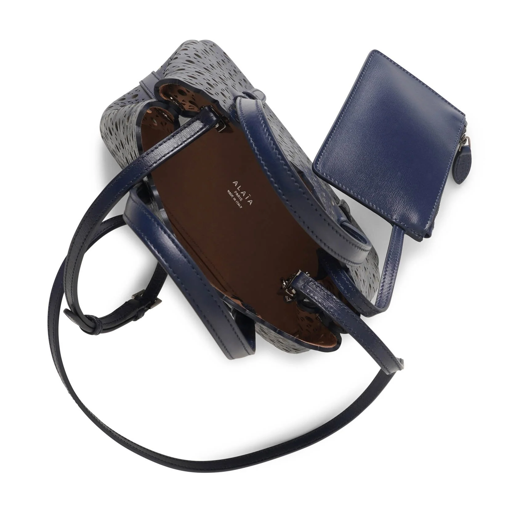 Mina 20 dark blue leather tote bag - Image 4